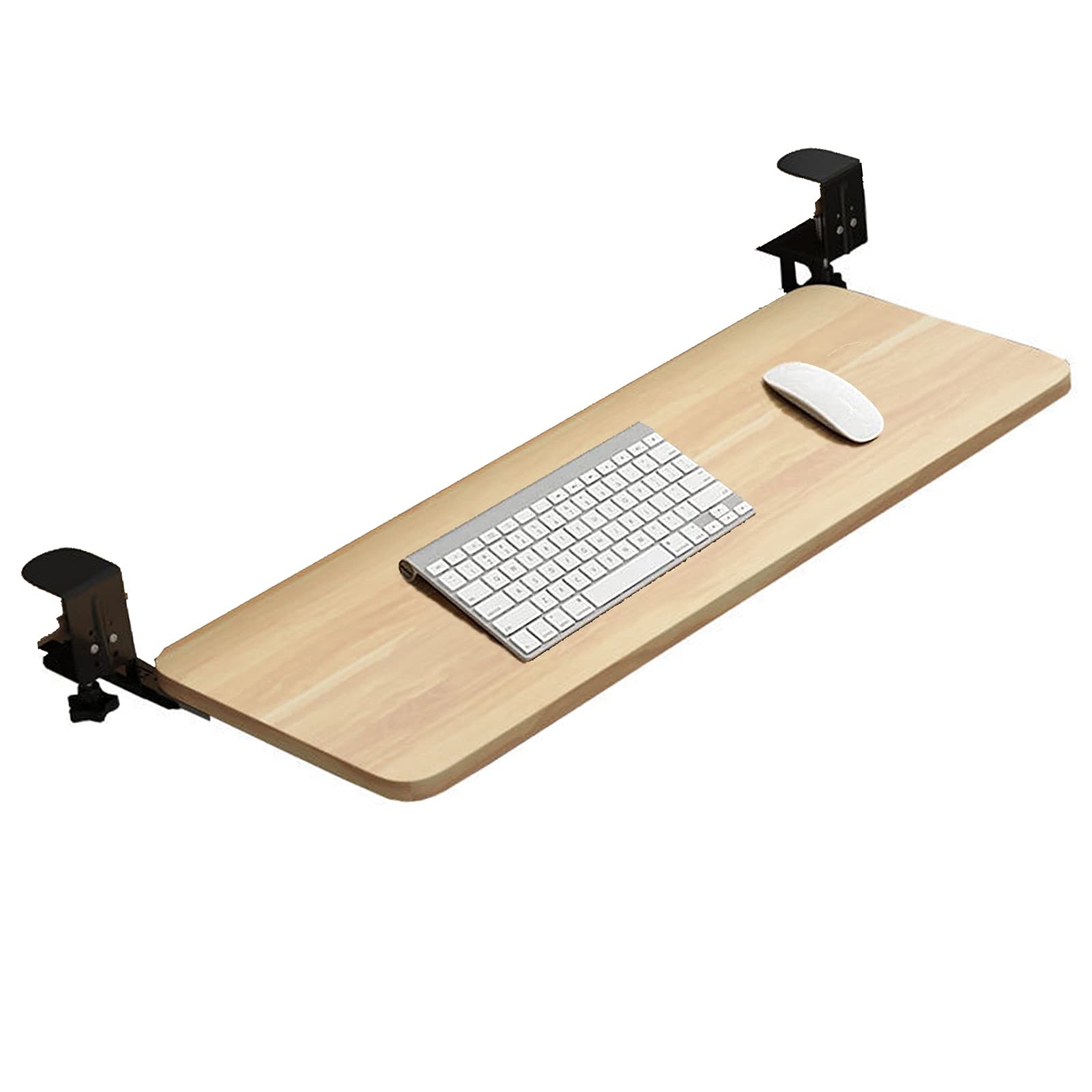 Tastaturablage unter dem Schreibtisch, stabile Holz-Tastatur- und Maus-Plattform, 23 kg Tragkraft, glatte Gleitschiene, Ahorn-Finish, perfekt für Home Office und Gaming