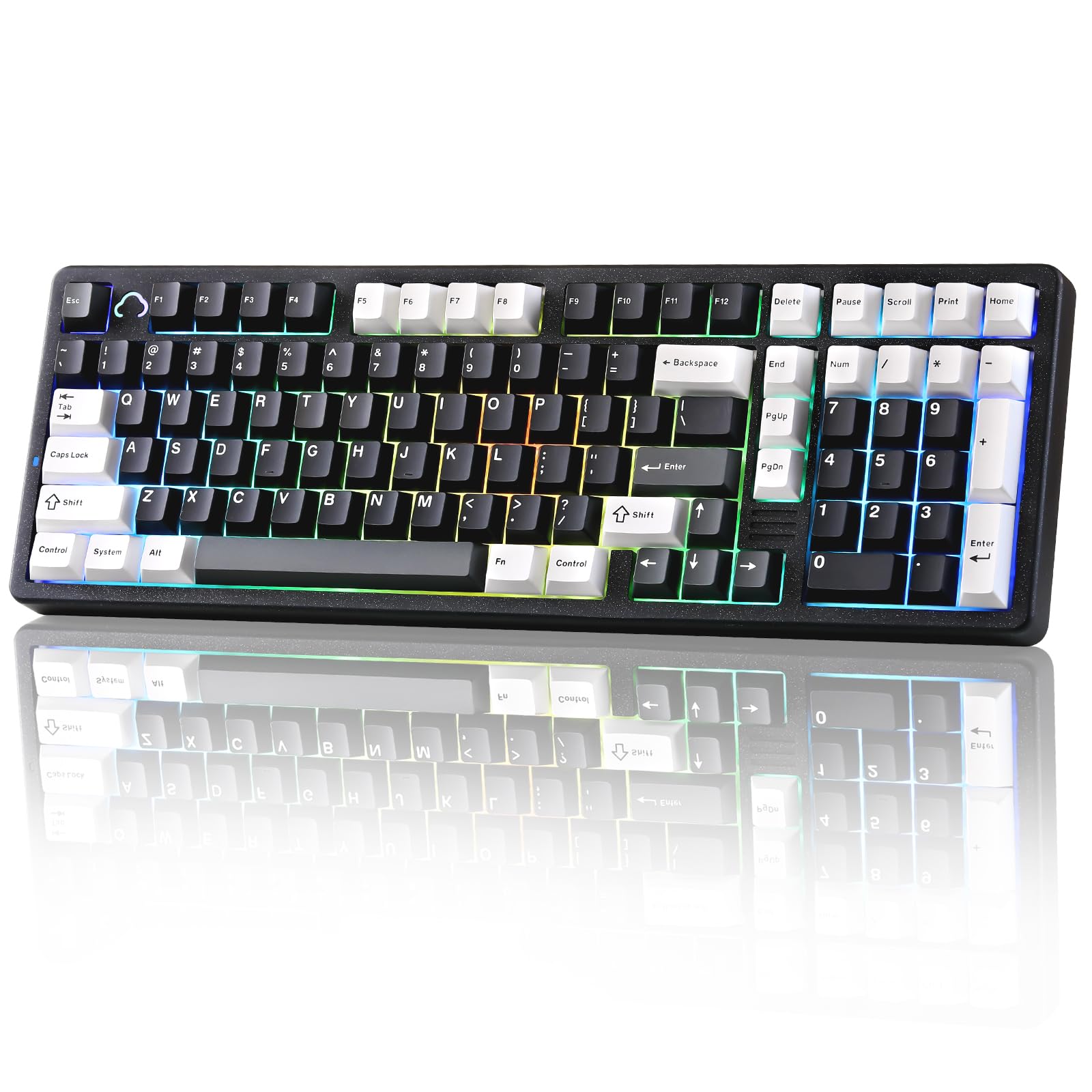 YUNZII AL98 QMK/VIA Kabellose Mechanische Gaming Tastatur, Vollaluminium,BT/2,4 GHz/USB-C,Hot-Swap Linear-Schalter Gasket 1800-Layout,RGB für Windows/Mac (Schwarz, Cocoa Cream V2 Linear)
