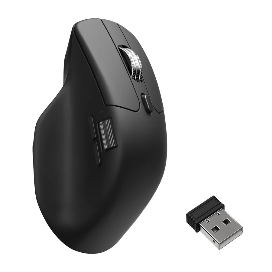 Keychron M6 8K Wireless Bluetooth/2.4 GHz/Kabelgebundene Optische Maus,8000Hz Leichtgewicht 86g Programmierbarer PixArt 3950 Sensor 26K DPI/ 650 IPS Für Windows Mac Linux (Schwarz)