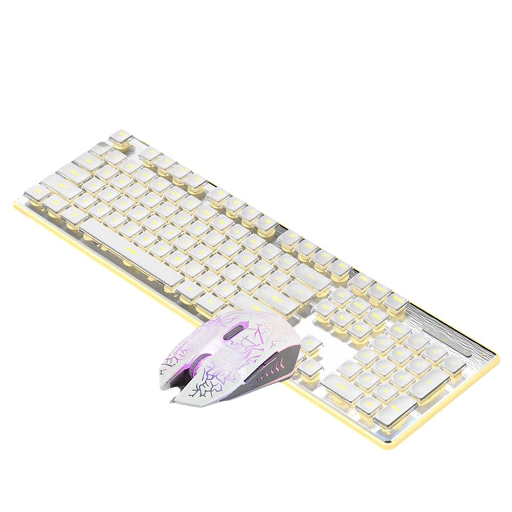 Joselin Kabelgebundene Mechanische Tastatur mit Maus, LED, Leise Tastatur, Gaming-Tastatur, Wasserdicht für E-Sport und Den Bürogebrauch-C