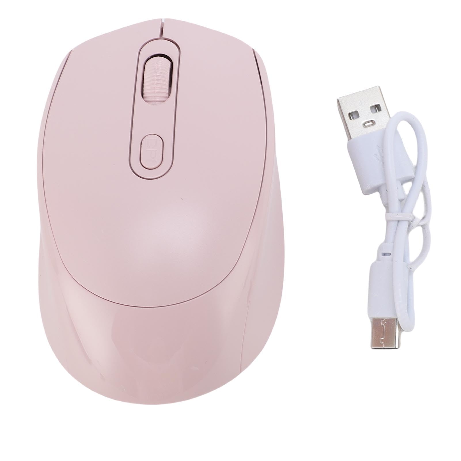 Wireless Maus USB 2,4G USB Wiederaufladbare Stille bluetooths -Maus -Gaming -Mäuse mit 2 Modus für Gaming 800 1200 1600DPI Einstellbar (Rosa)