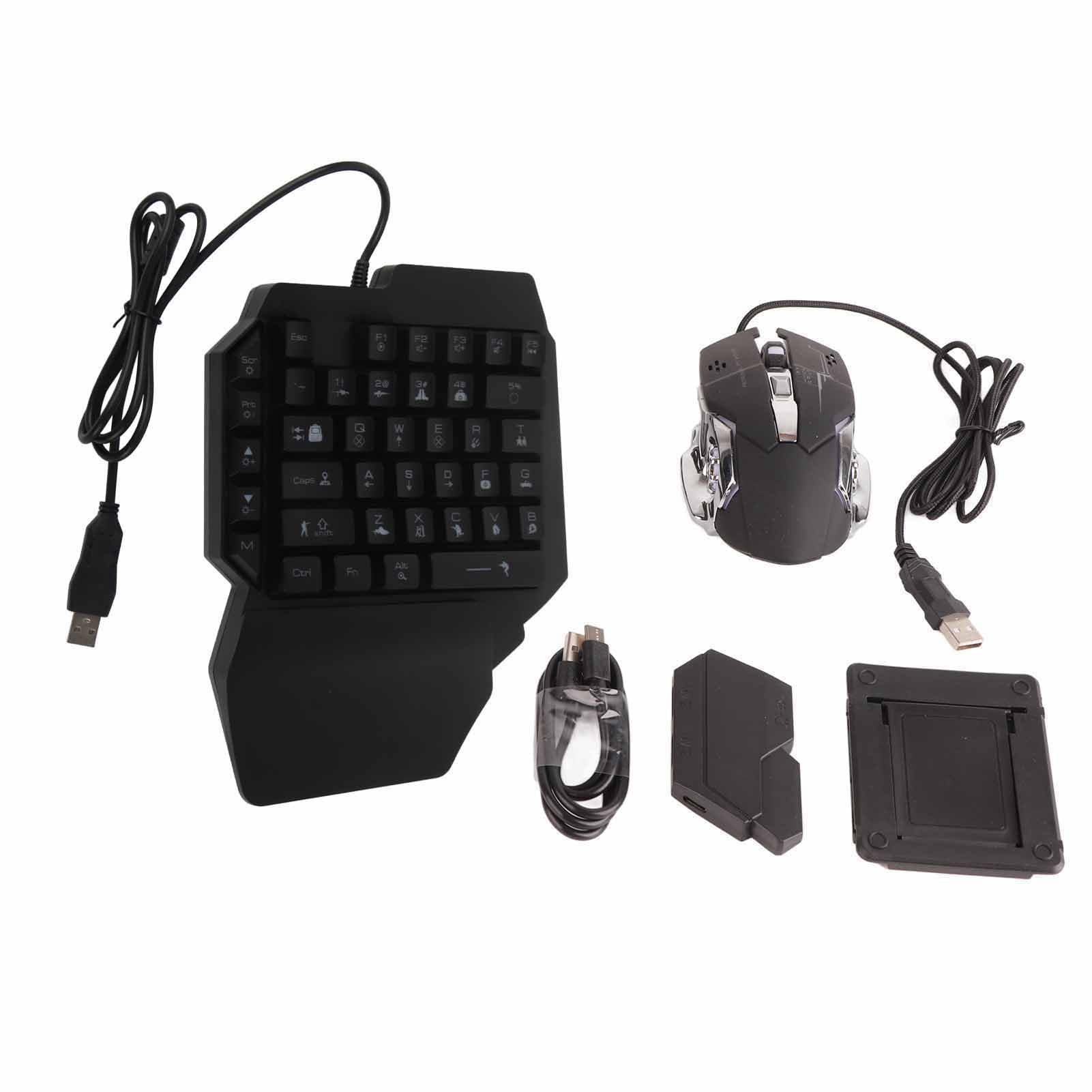 CCYLEZ Eine Hand -Gaming -Tastatur und Mauskombination, 35Keys RGB RGB Backit Ligit Mechanische Tastatur -Maus, mit 5.0 -Konverter für PC Mobile Gaming