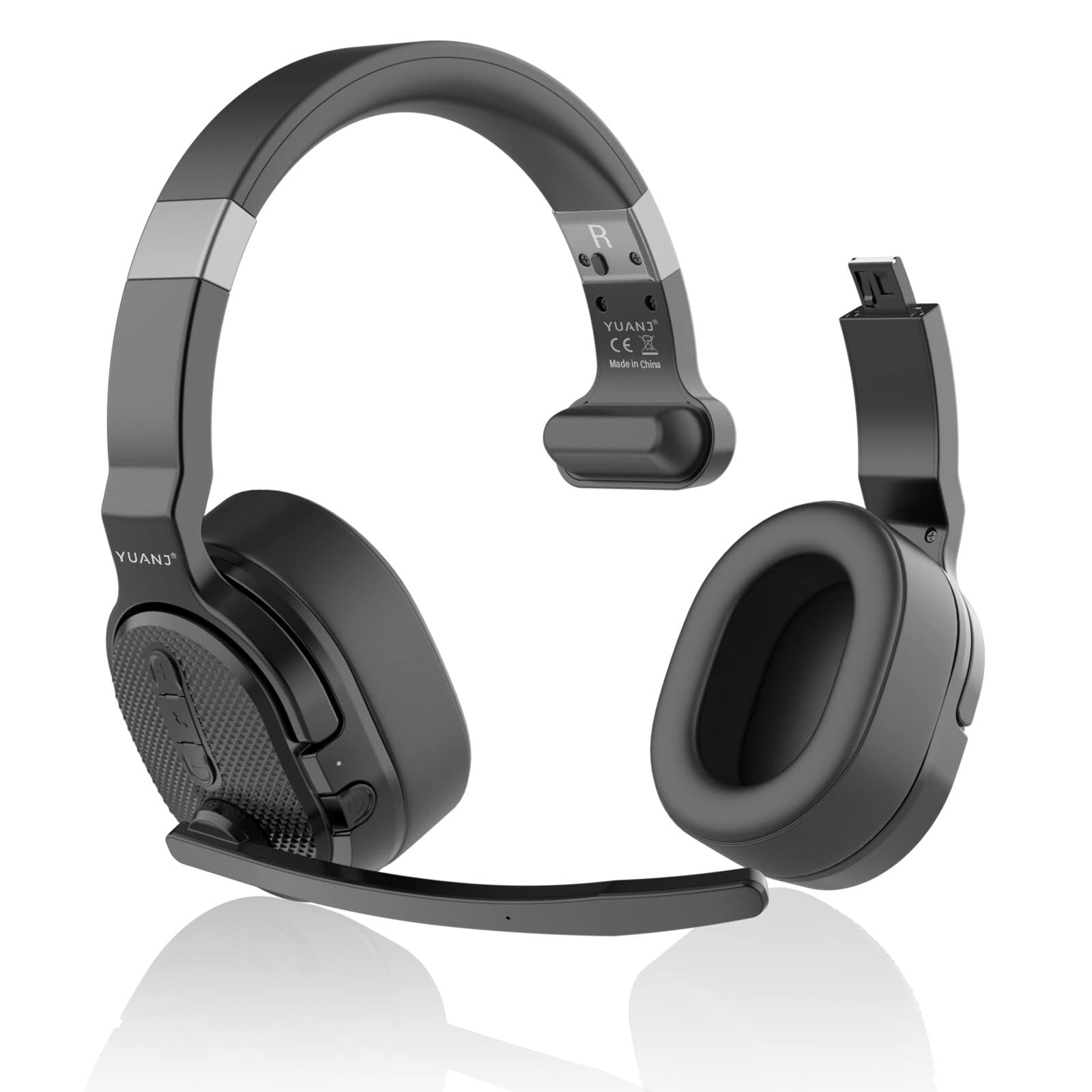 ANSTEN Headset mit mikrofon Bluetooth mit ANC & 40h Akkulaufzeit – Ultra-Komfortables Bluetooth Headset mit mikrofon mit Kristallklarer Sprachübertragung für Büro, Reisen & Online-Meetings