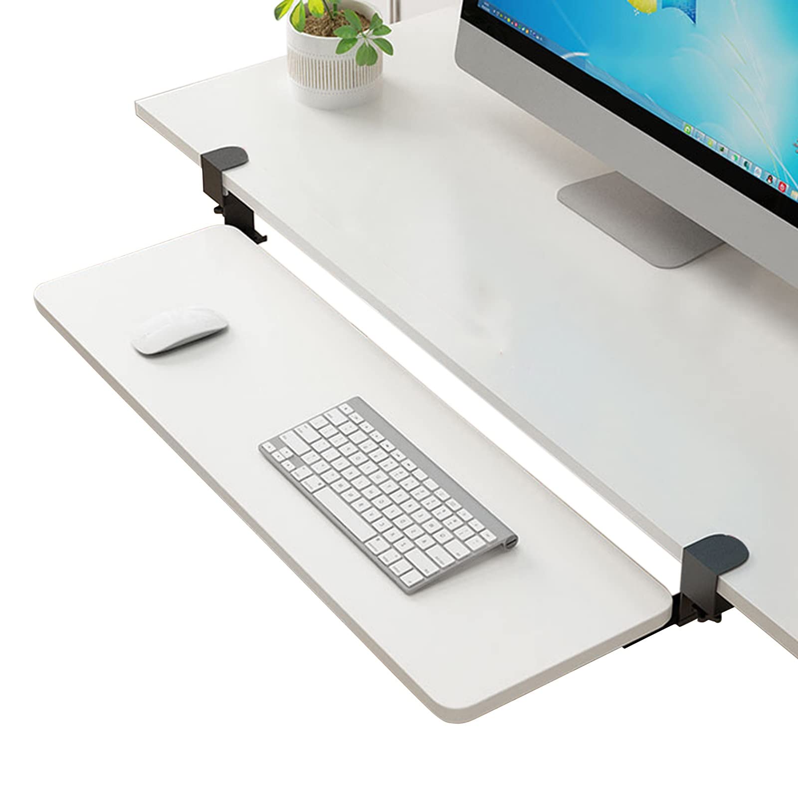 Verstellbare Tastatur- und Maus-Armlehne mit Klemme. Ergonomische Schiebeablage für einfache Installation, unterstützt bis zu 25 kg, ideal für Home Office und Gaming. Setup Aufbewahrungsregal im