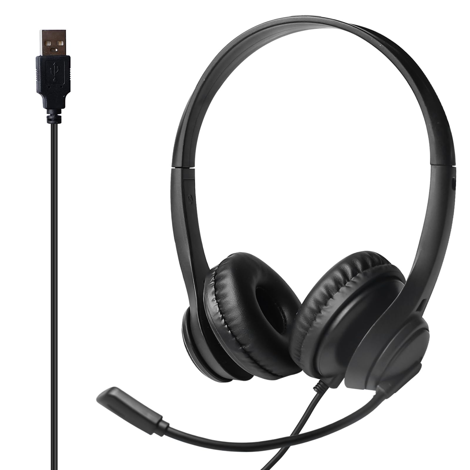 USB Headset mit Mikrofon: On-Ear Headset Verstellbar Kopfhörer mit Kabel, Leichtes Design USB Kopfhörer Office Noise Noise Cancelling Mikrofon, für Teams Meeting, Kundendienst und Online-Lernen