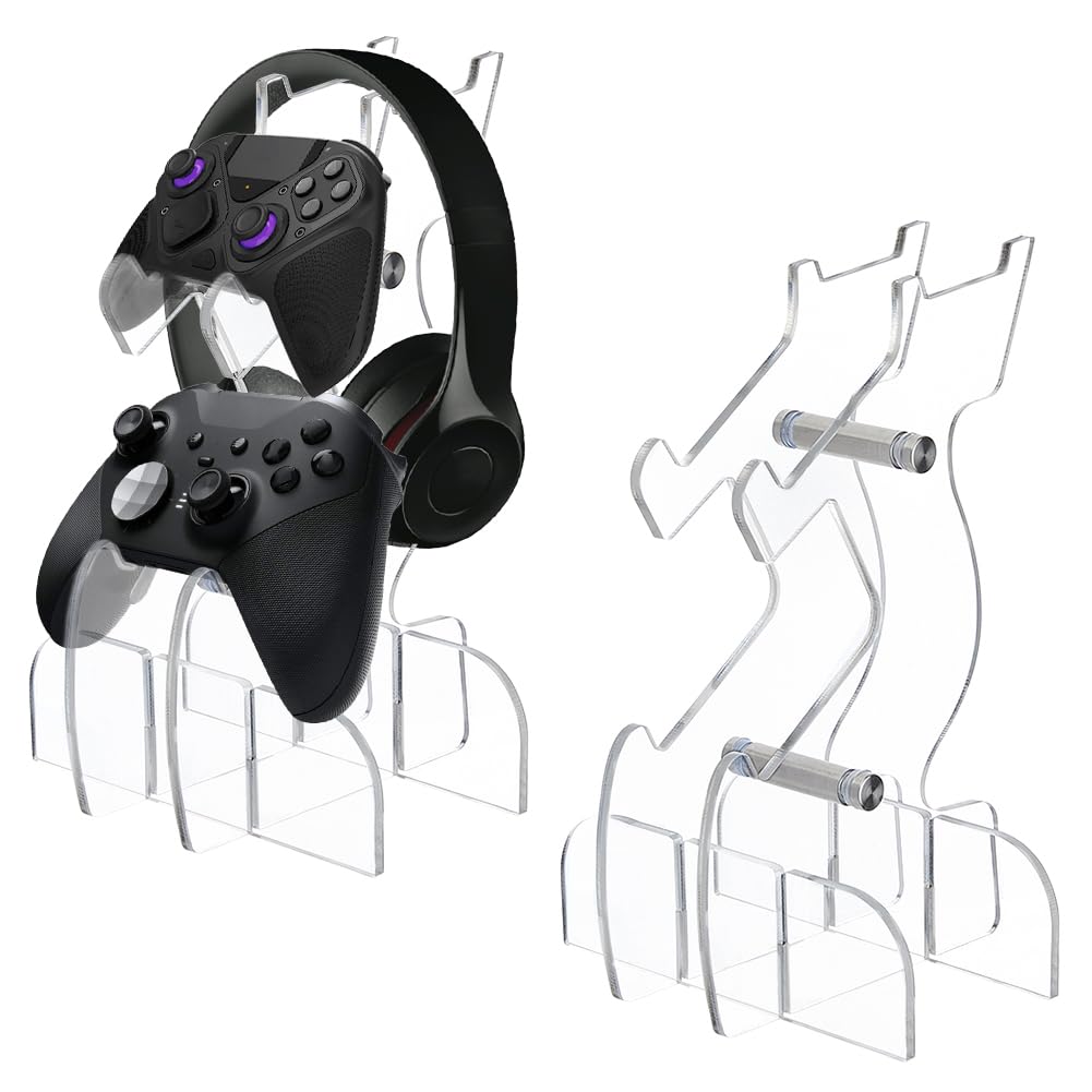 DICOSMETIC 2 Setzt 2 Tier Universal Controller Halter Acryl Game Controller Display Ständer Kreative Gaming Headset Halter Für Display Und Organisation Besonderes Geschenk Für Männer Ehemann