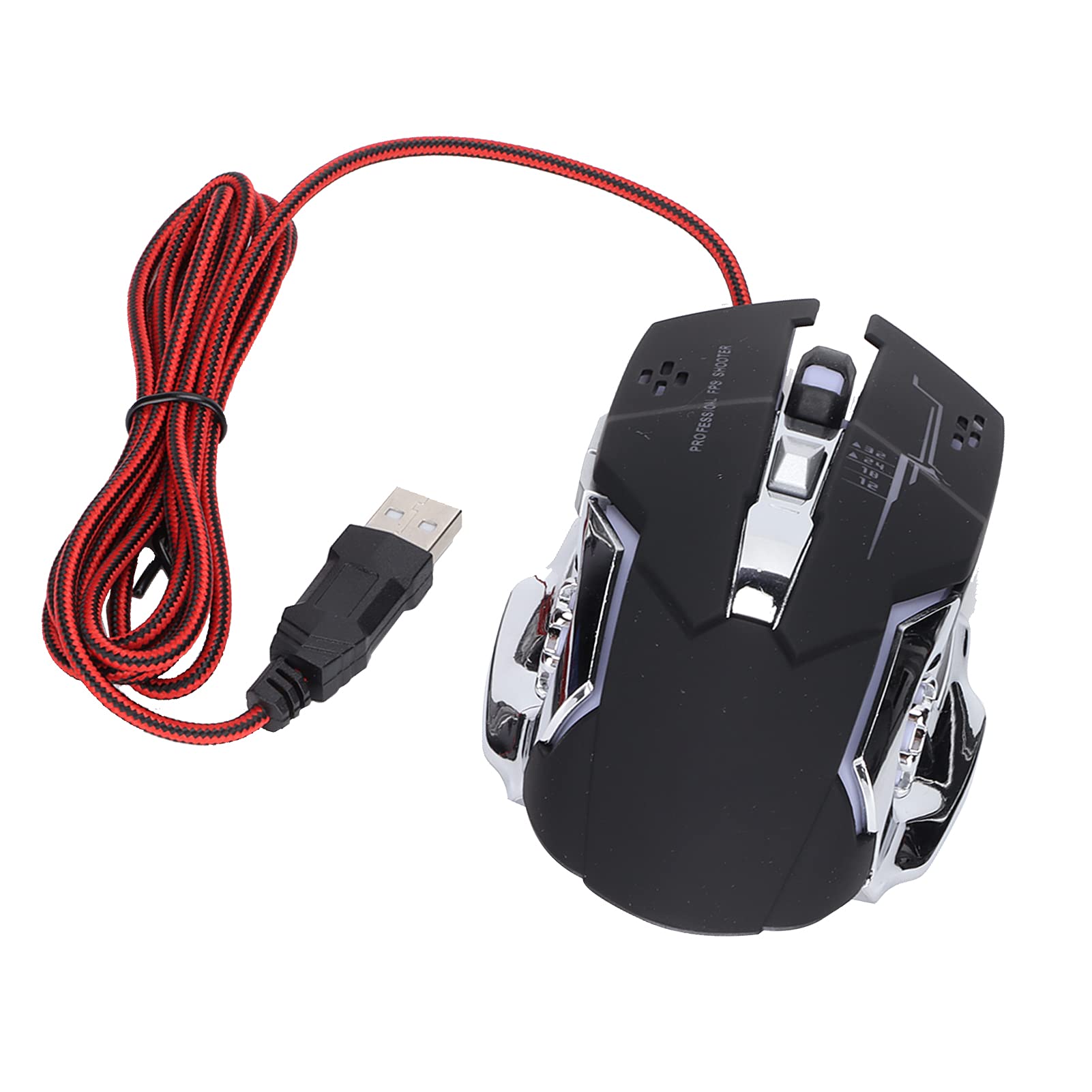 Denash Gaming Wired Maus Einstellbare Beleuchtung für Hochgeschwindigkeitsklicks und Reibungsloser Betrieb für Computer- und Tablet -Serien OPS Schwarzer USB Anschluss