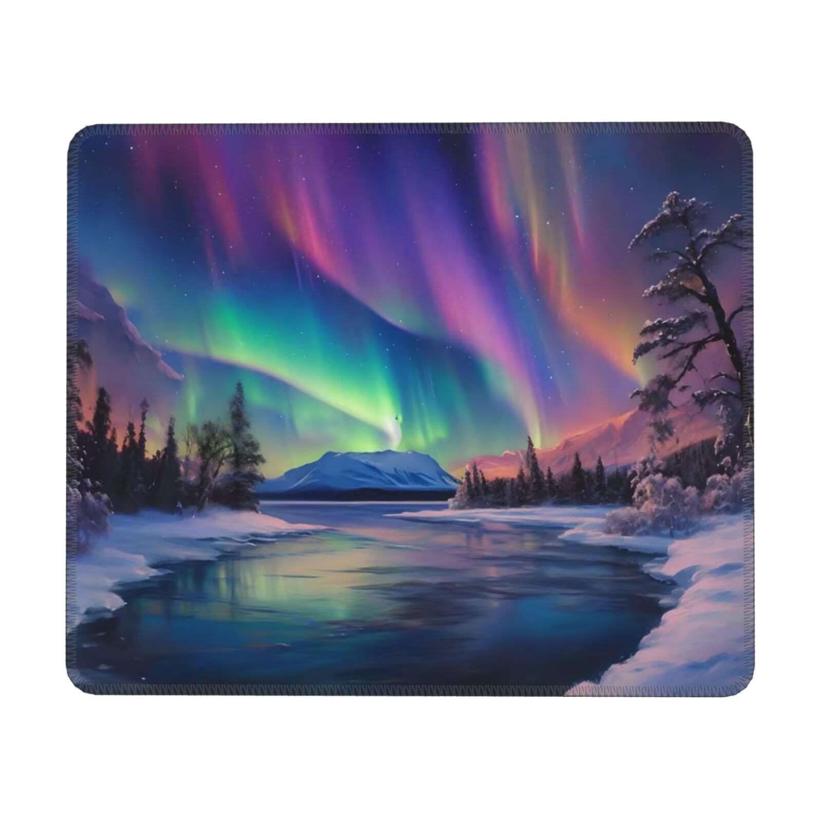 Mauspad Polarlicht kleines Mousepad 180 x 220 mm mit Rutschfester Gummiunterseite, wasserdichtes Mauspad, Gaming Mauspad für Damen, Herren, kabellose Maus Laptops, Zuhause, Büro, Reisen g-407