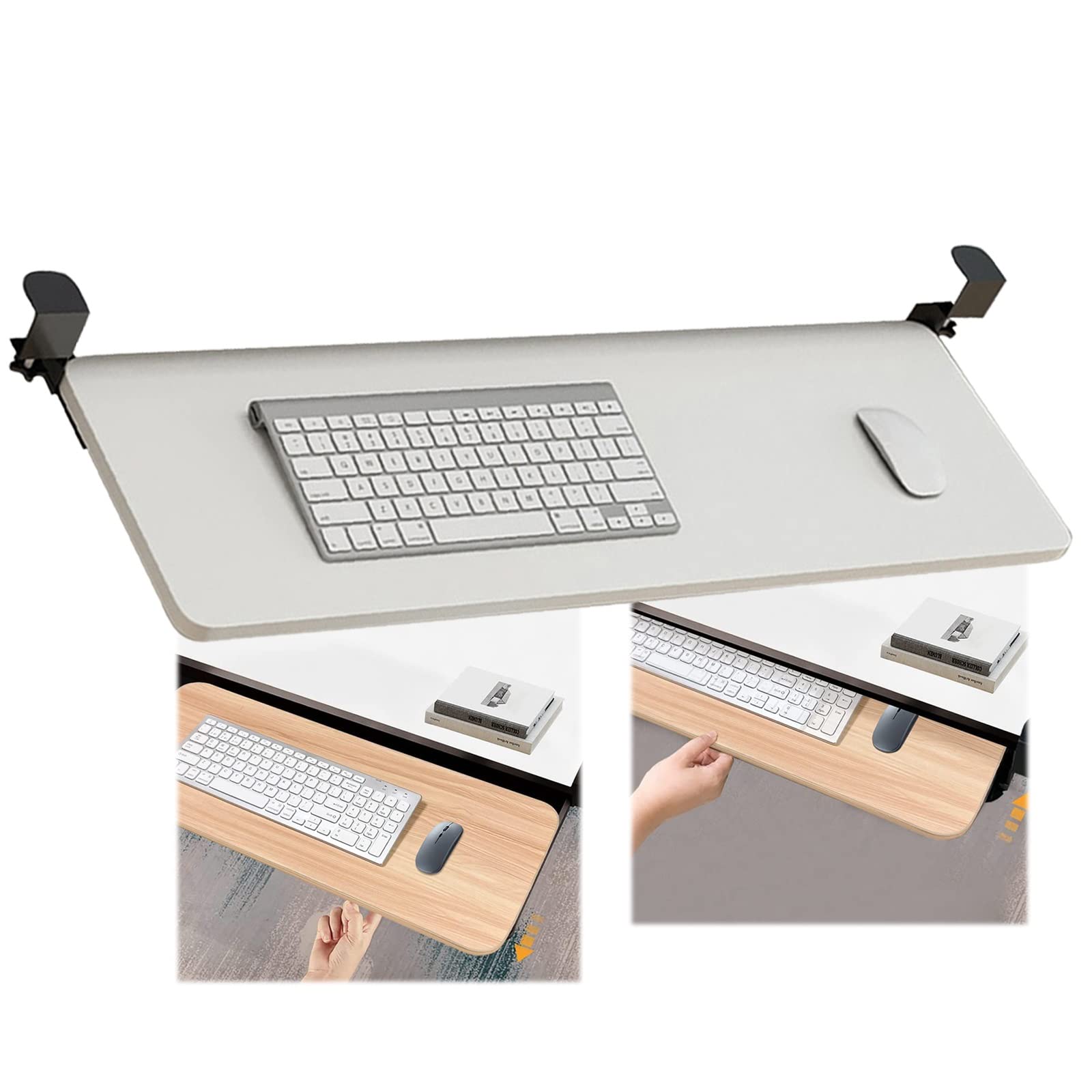 Höhenverstellbare Schreibtischverlängerung unter dem Schreibtisch, Tastatur und Maus, keine Schrauben erforderlich, perfekt für Heimbüro und Gaming, platzsparende Lösung