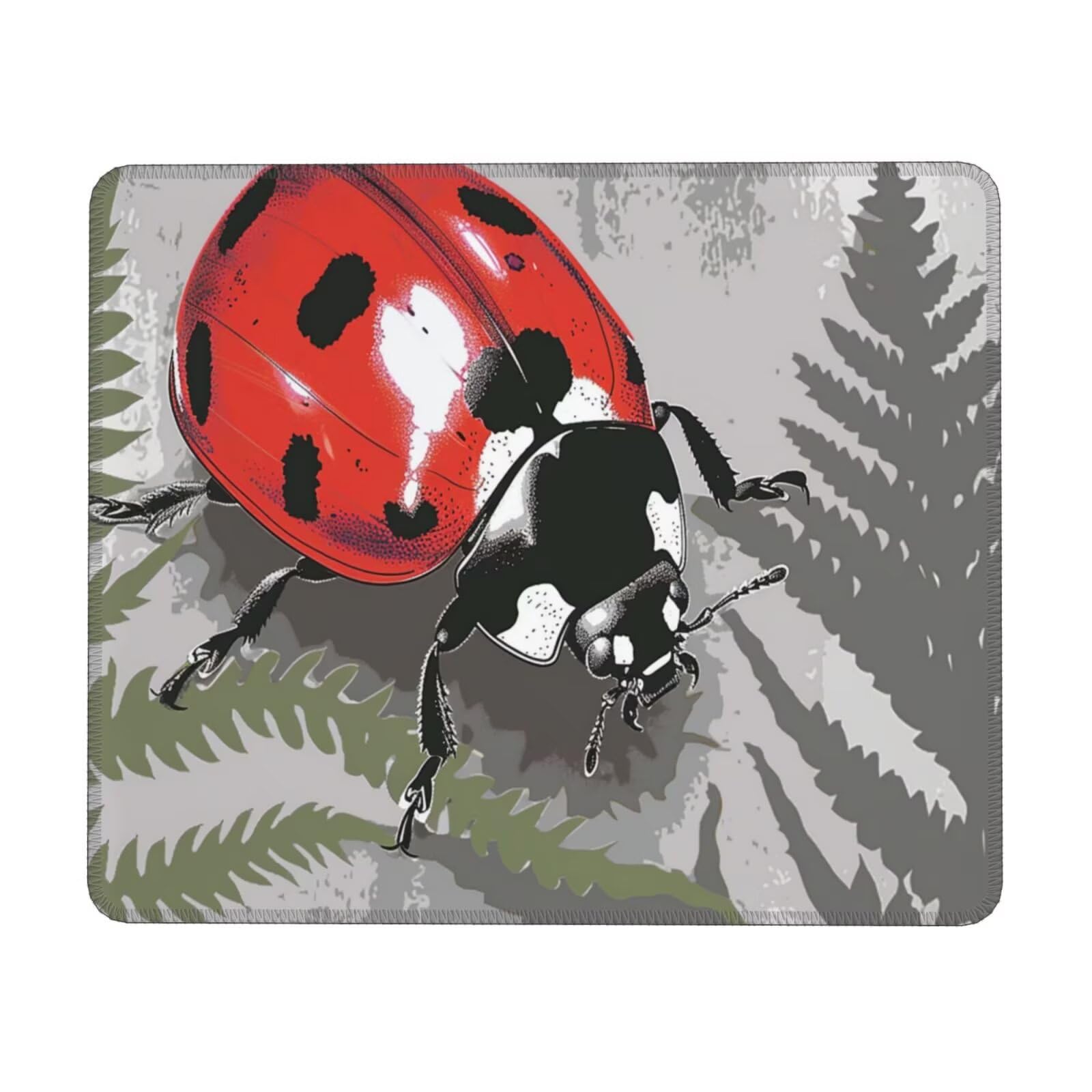 Mauspad Ladybug kleines Mousepad 180 x 220 mm mit Rutschfester Gummiunterseite, wasserdichtes Mauspad, Gaming Mauspad für Damen, Herren, kabellose Maus Laptops, Zuhause, Büro, Reisen g-655