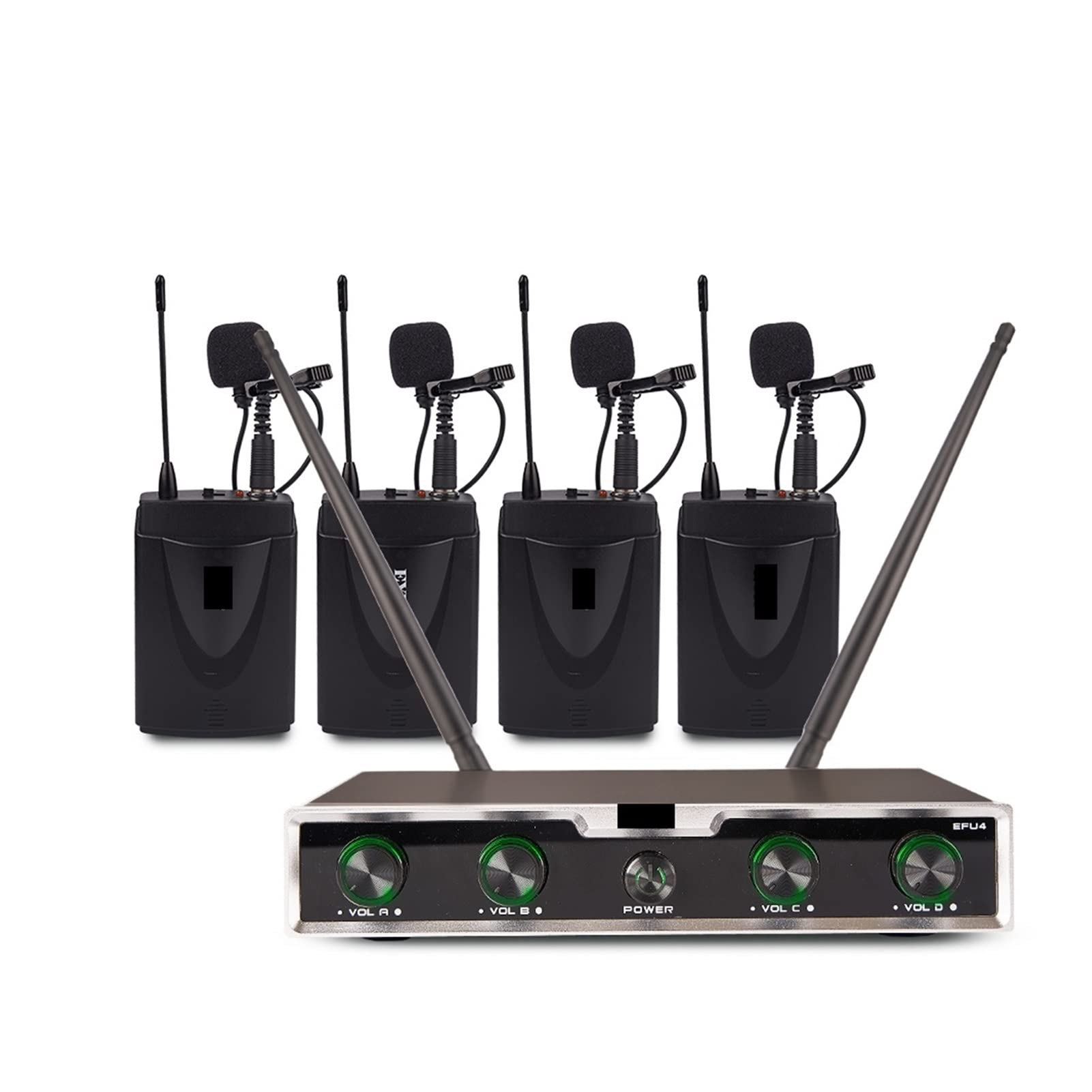DJ-Mixer-Controller Tragbare professionelle 4 Kanäle for drahtlose Mikrofonsysteme Uhf Bodypack -Sender -Headset Revers Church Mic für Streaming/Podcasting/Gaming, Telefon, Computer