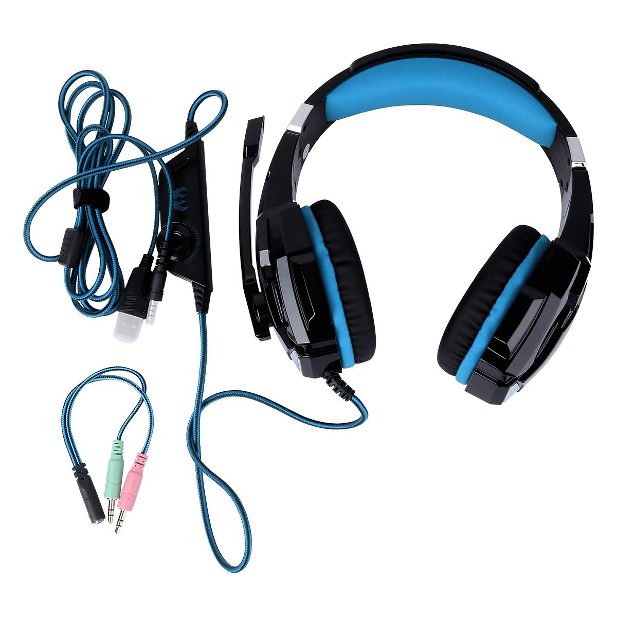 Lurrose Gaming-Headset Mit Kabel Computer Kopfhörer Leuchtend Für Pc Kopf Montiert Ohrenschützer Atmungsaktiv Spiel-Headset Gaming-kopfhörer