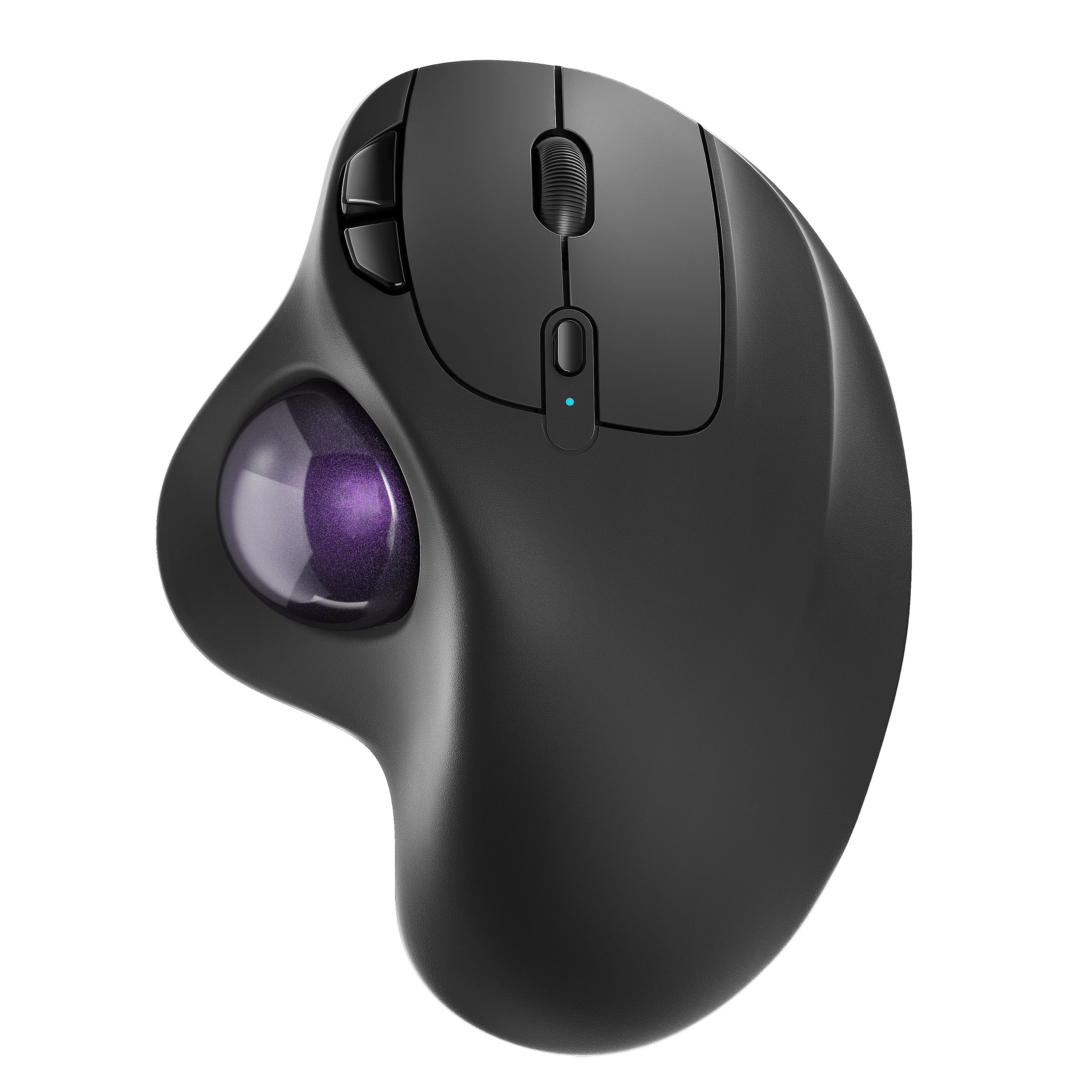 Nulea M501 Wireless Trackball Ergonomisch Daumenfreundlich Glatt 3-Geräte-Anschluss Bluetooth/USB geeignet für PC/Laptop/Mac/Windows (Helllila)