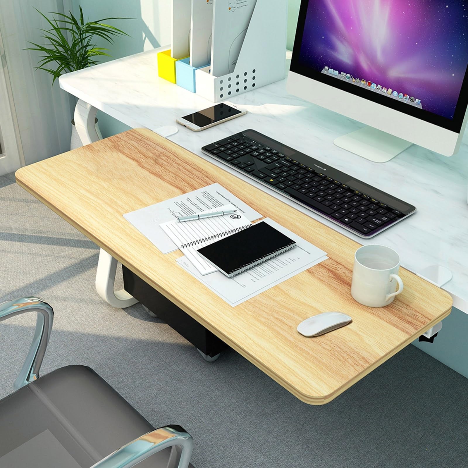 Verstellbares 90° ergonomisches klappbares Schreibtischtablett für Tastatur und Maus, perfekt für Arbeit & Gaming, Größen 55, 65, 75 x 25 cm – erhöhen Sie Komfort und Produktivität.