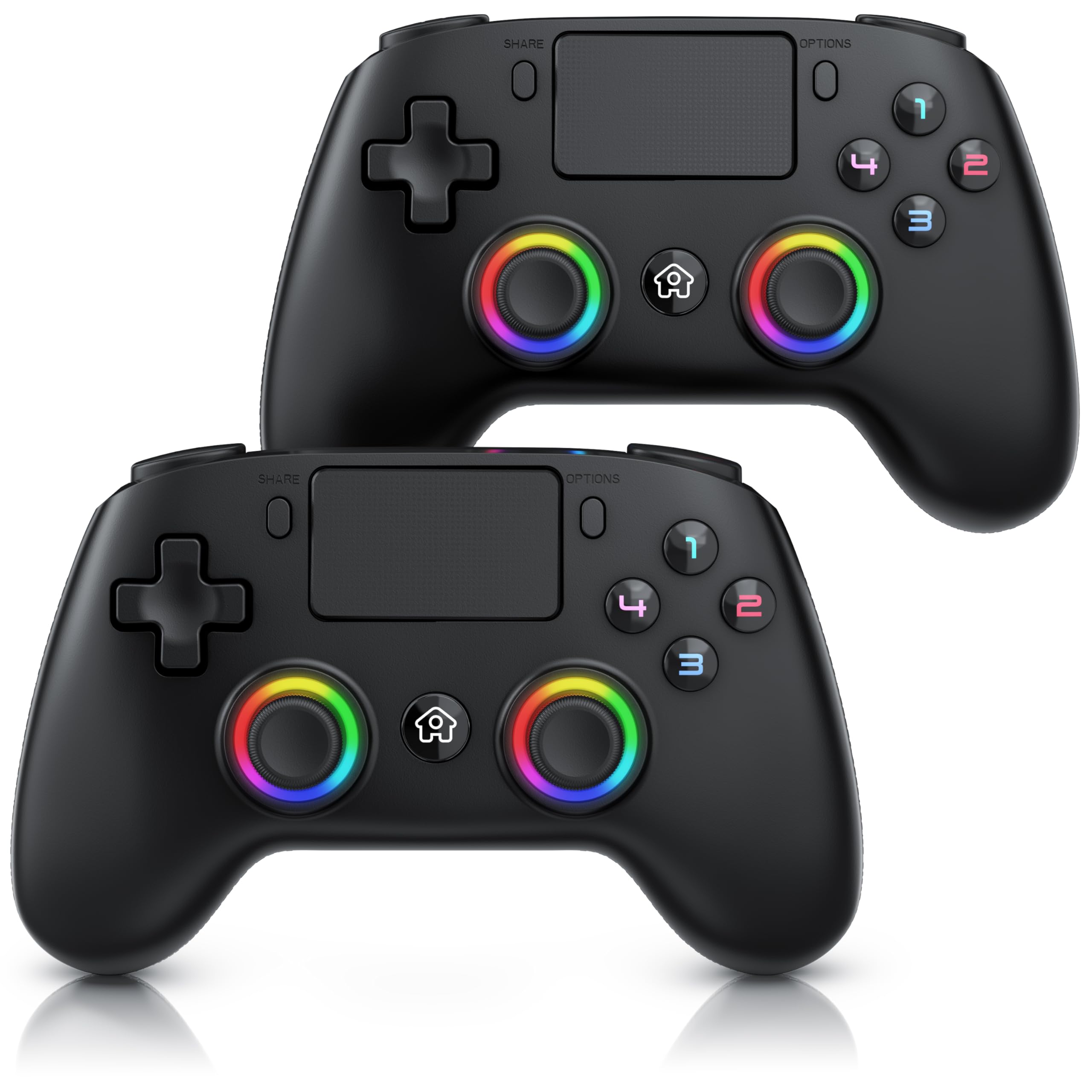 CSL - 2x Wireless Gamepad für PS4 und PC - PC Anschluss - Wireless Controller - Dual Vibration - Headset Ausgang - Turbo Funktion - Touchpad - Share-Taste - M-Taste für freie Belegung