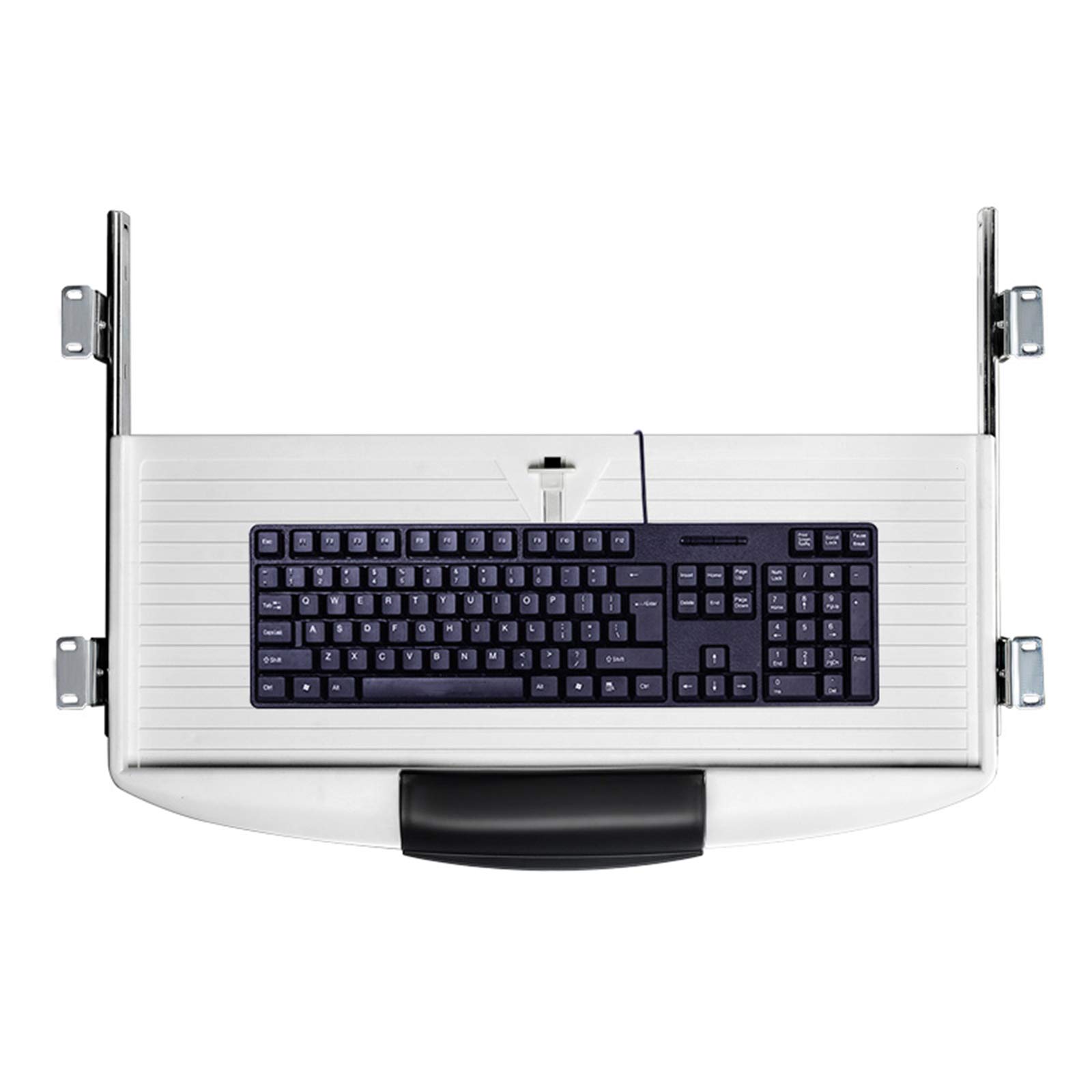 Große schwarze Computer-Tastaturablage, 58,4 x 40,6 cm, Kunststoff, mit Gleitschiene und drehbarem Maus-Tablett, perfekt für Gaming-Schreibtische und Desktop-Workstations.