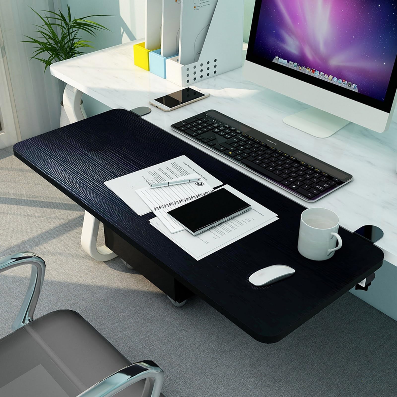 Ergonomische 90° faltbare Tastaturablage – Schreibtischverlängerung aus Holz für Gaming & Arbeit, verstellbar, 55–75 cm, Unterstützung für Tastatur und Maus, platzsparendes Design, ideal für Home
