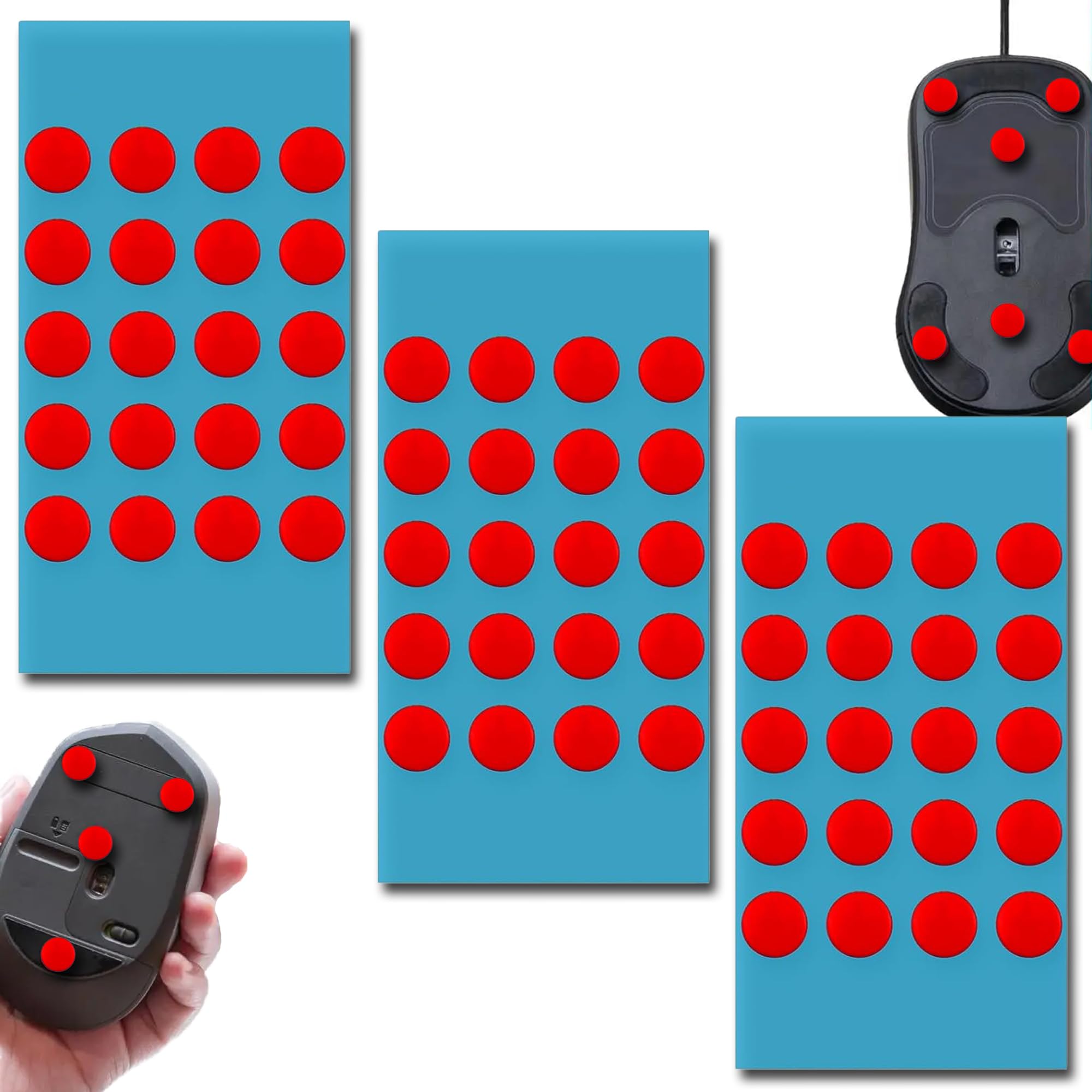 60 Stück Mausfüße Pads, Gamingg Maus-Skates, Universelle Maus Anti-Rutsch Fuß Aufkleber, Ultraleicht, langlebig und präzise, Perfekte Gleiteigenschaften für Gaming, Büro (Rot)