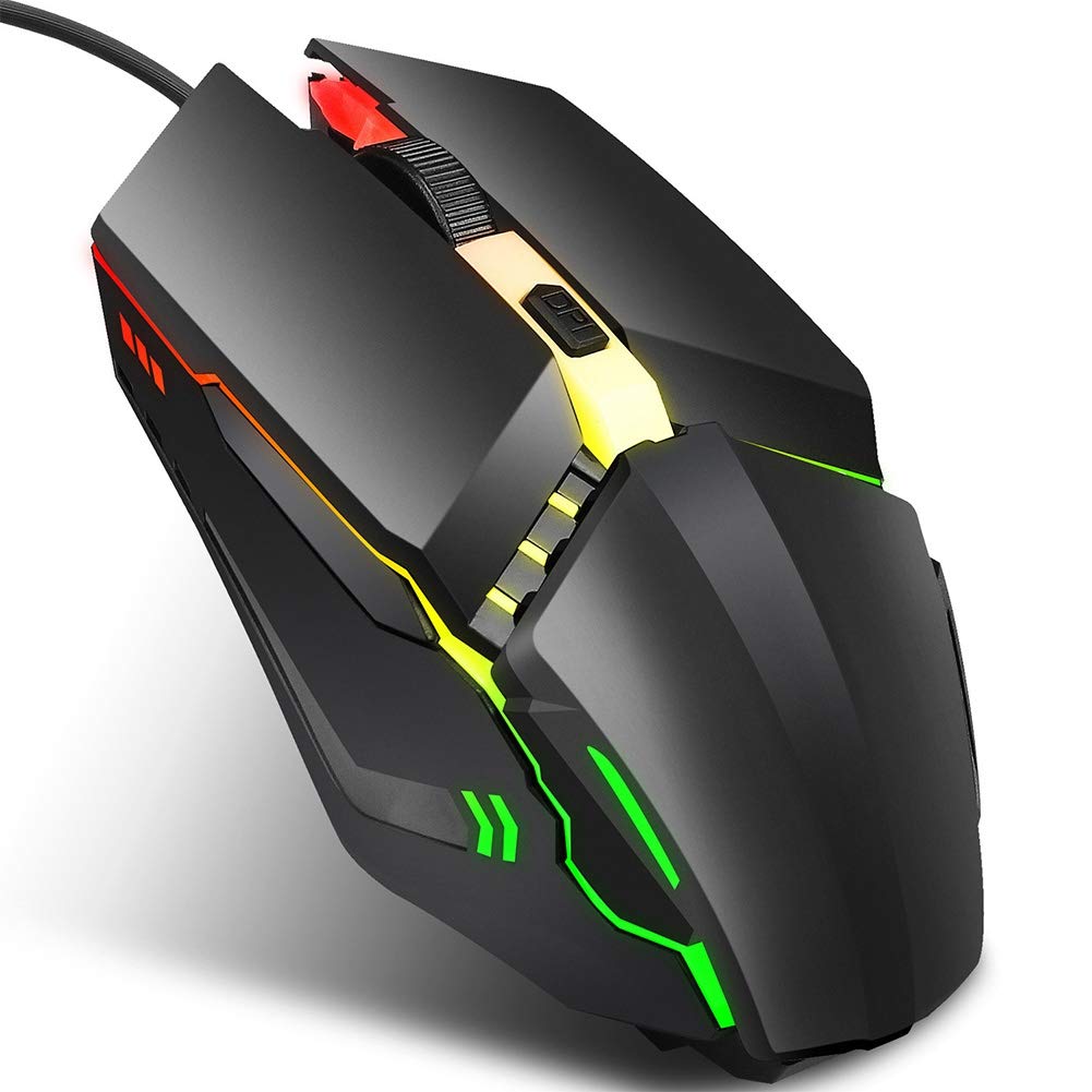 Jectse Farbenfrohe, Leuchtende Gaming-Maus MIT DPI-IRSchalter, Kabelgebunden 4-Tasten-Maus für Komfortable Muttzung, Unterstüttzt-Webbrowsing und Business Office