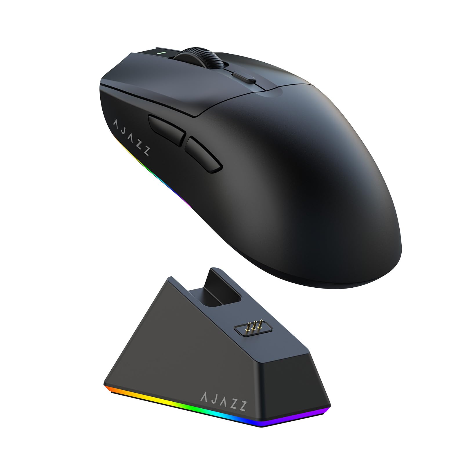 AJAZZ AJ139 V2 MC Wireless Gaming Mouse, PAW3311 Sensor, 24K DPI, 2.4G/USB-C/BT, 500mAh Battery, Ultra-Light 66g, RGB Magnetic Charging Base, 80 Million Clicks Life, Compatible with PC and Mac, Black