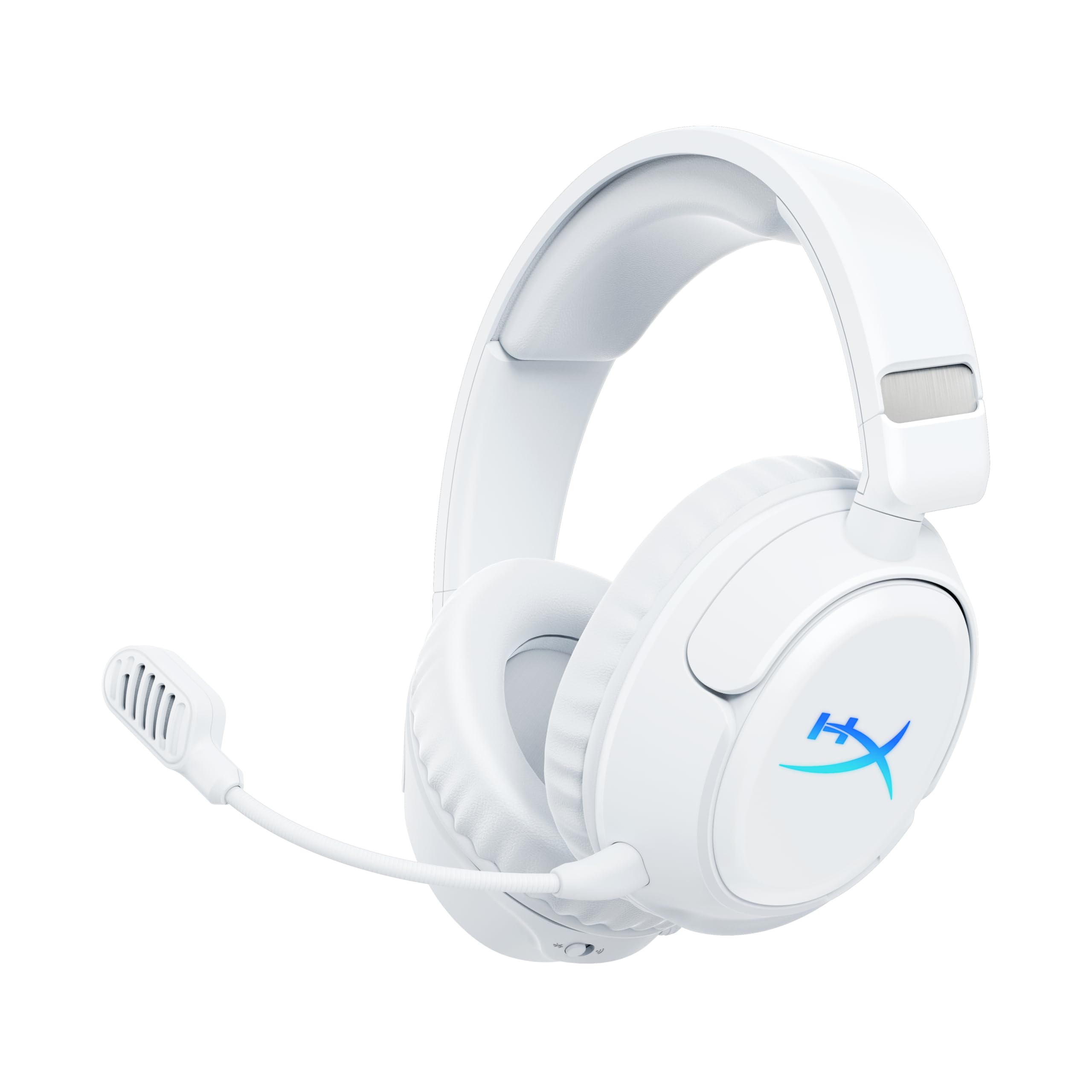 HyperX Cloud Flight 2 – Kabelloses Gaming-Headset, RGB-Lichter, 100 Stunden Akku, Dual Wireless 2,4 GHz und Bluetooth, Instant Pair, PC/PS/Switch/Handy, Weiß
