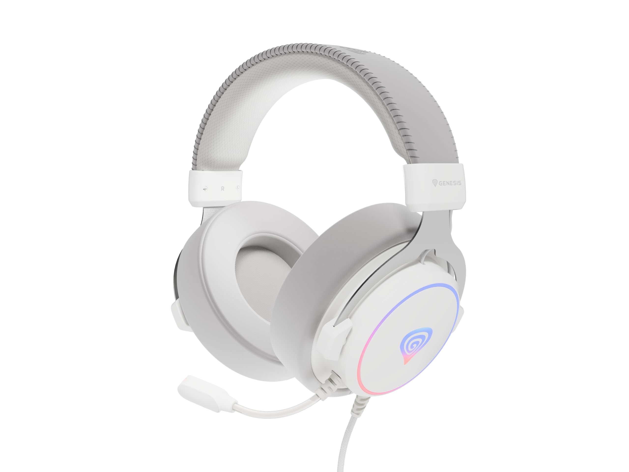 Genesis Neon 764 RGB Gaming Headset USB mit Virtual 7.1 Surround Sound, 50mm Treiber, ENC Mikrofon, Software Equalizer, RGB Beleuchtung, In-Line Controller, Over-Ear Kopfhörer für PC