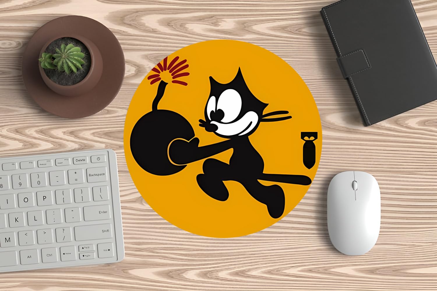 Mauspad, Maus für PC oder Laptop, Felix Katze, Retro, Vintage-Design, ideal für Gaming und Büro.