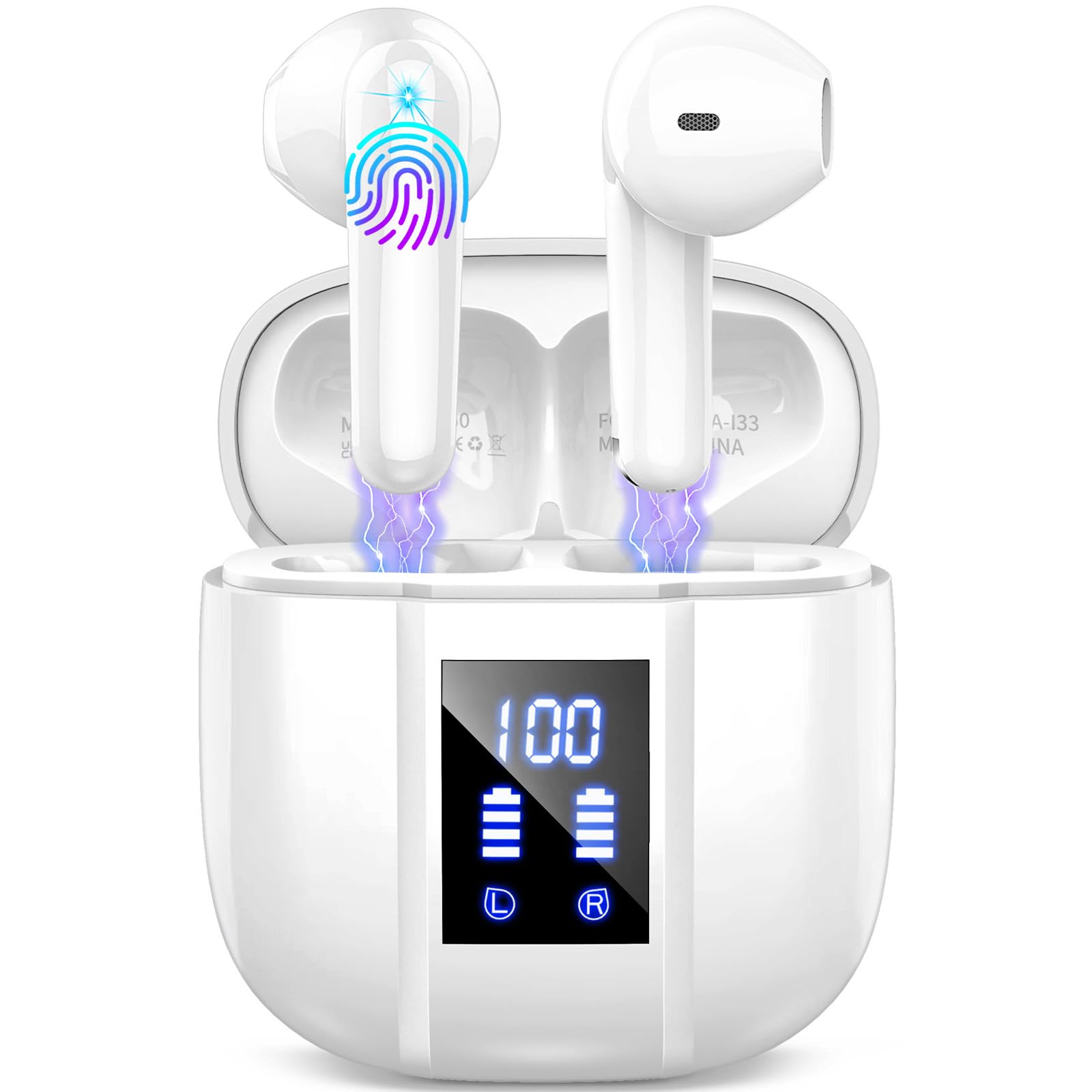 Bluetooth Kopfhörer, Kopfhörer Kabellos Bluetooth 5.4 mit 4 HD Mic, HiFi Stereo Kabellose Kopfhörer, 48H In Ear Kopfhörer ENC Noise Cancelling Ohrhörer, IPX7 Wasserdicht Earbuds, Touch Control, USB-C