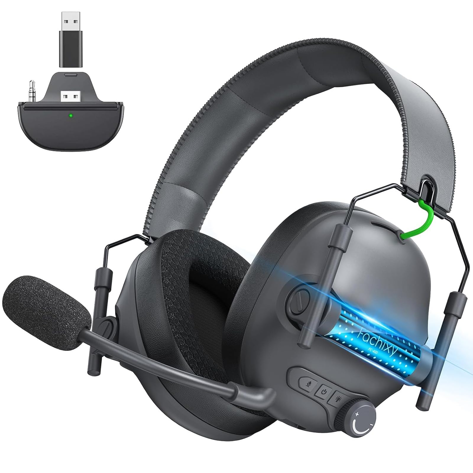 Fachixy FC400 Gaming Headset Wireless Für Xbox Series X|S|One, PC, PS5, PS4, Switch, 2.4GHz & Bluetooth 5.4 Headset Kabellos mit Mikrofon, Geringe Latenz Noise Cancelling, Faltbar, 50H Akkulaufzeit