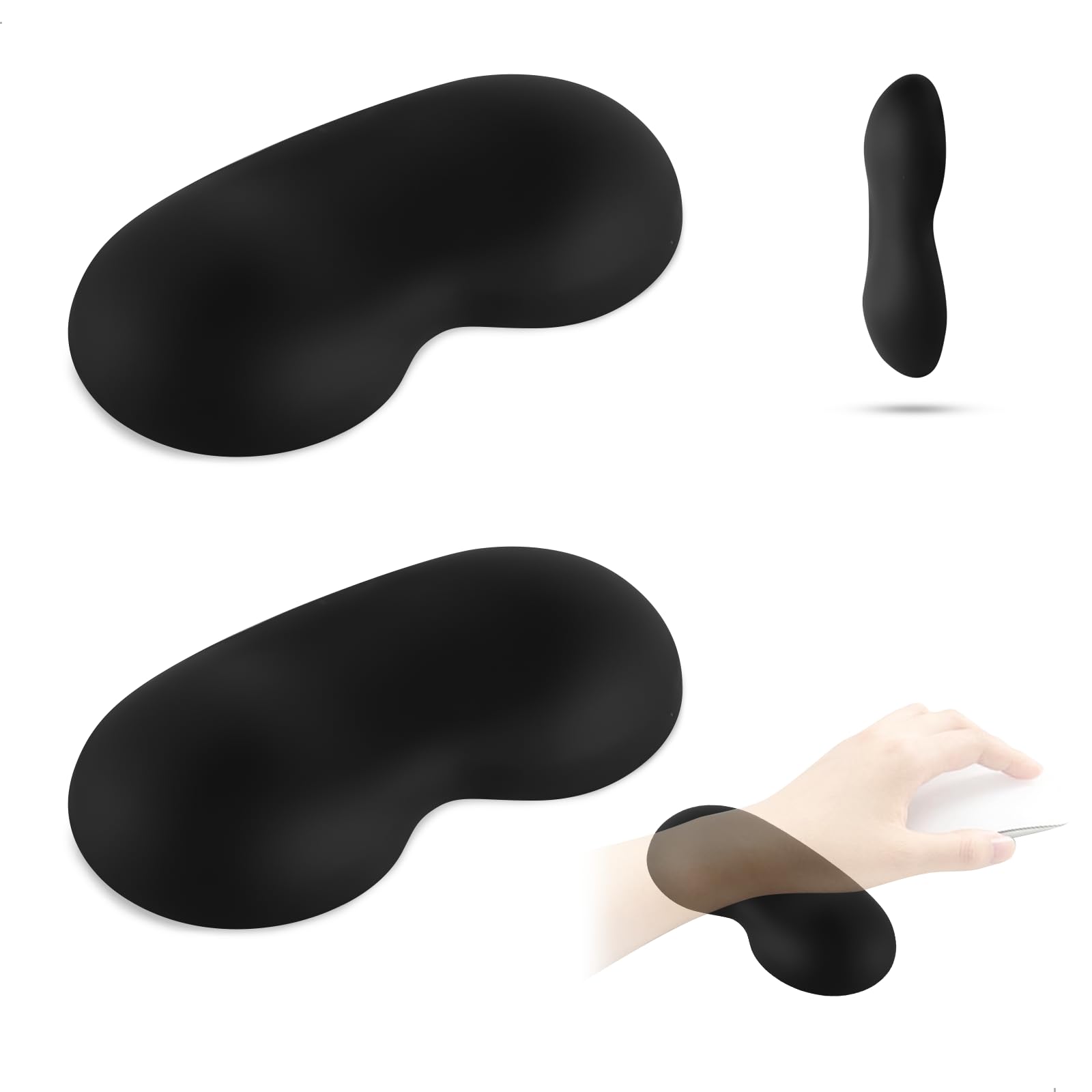 Handballenauflage Maus Handgelenkauflage, 2 Stück Wrist Rest Pad, Mauspad Ergonomisch Handgelenk, Entlastung des Handgelenks, Rutschfest Handauflage Maus für Büro Heimbüro Unterwegs und Gaming