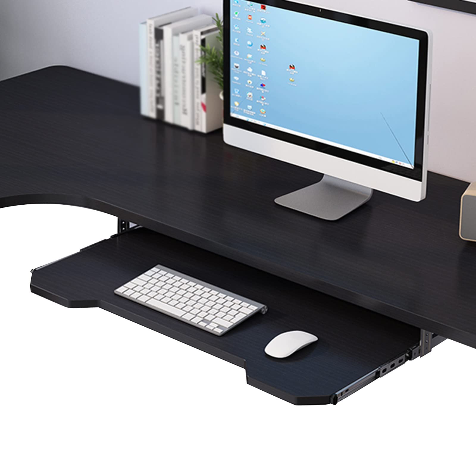 Ergonomische Untertisch-Tastatur und Maus-Plattform, verstellbare Schiebe-Tastaturablage, 35,6 cm, leise, ra-schwarz, 70 x 27 cm – perfekt für Home Office & Gaming Setup