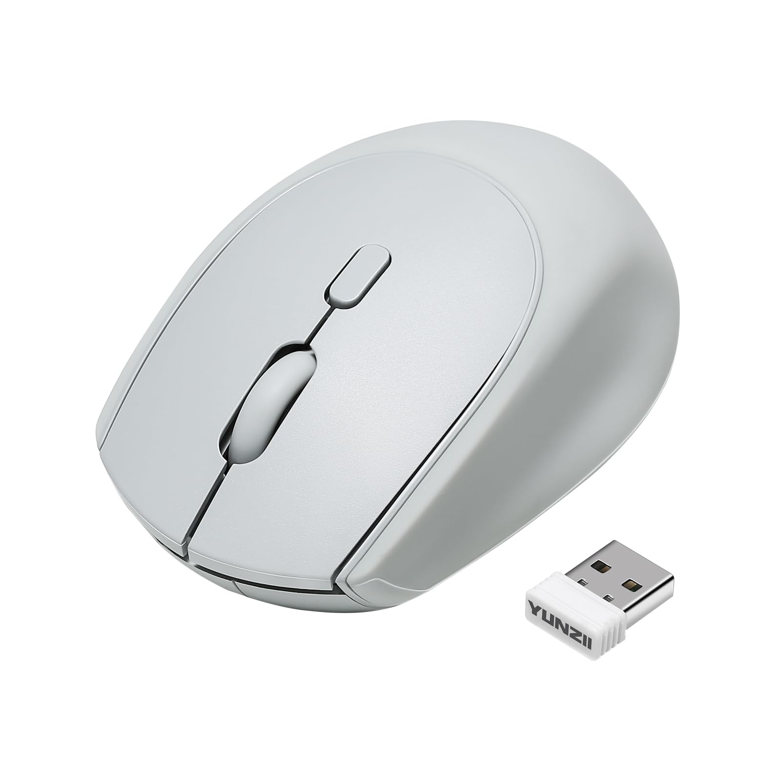 YUNZII C2 Drahtlose Maus, 2,4 GHz Silikon-Lautlose Funkmaus, 3 Verstellbare DPI, 1600 DPI Tracking, Ergonomisch für Laptop/PC/Mac (Grau)