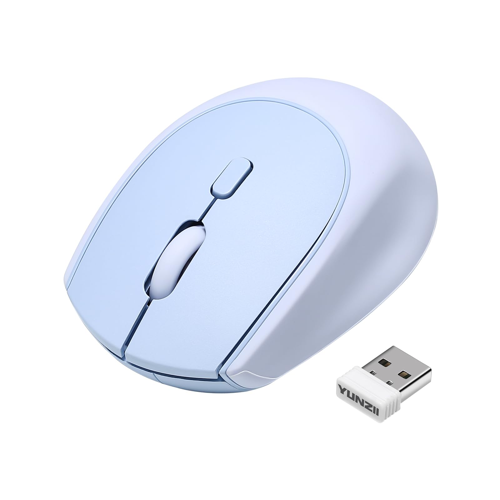 YUNZII C2 Drahtlose Maus, 2,4 GHz Silikon-Lautlose Funkmaus, 3 Verstellbare DPI, 1600 DPI Tracking, Ergonomisch für Laptop/PC/Mac (Blau)