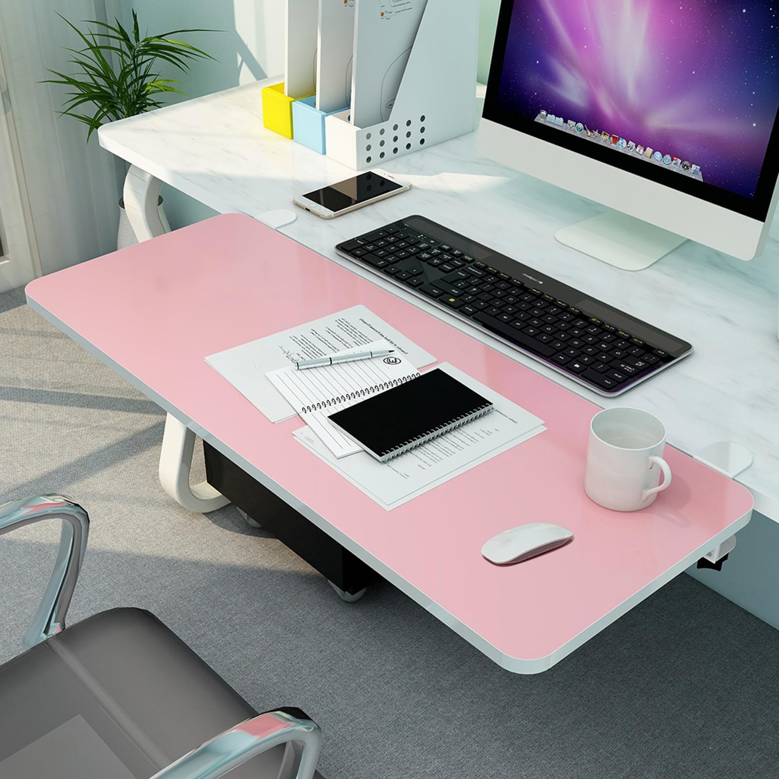 Klappbare 90° ergonomische Schreibtisch-Tastaturablage, tragbare Computer-Maus & Tastatur-Unterstützung für Arbeit & Gaming, Holzpalette, 55/65/75 x 25 cm, platzsparendes Design