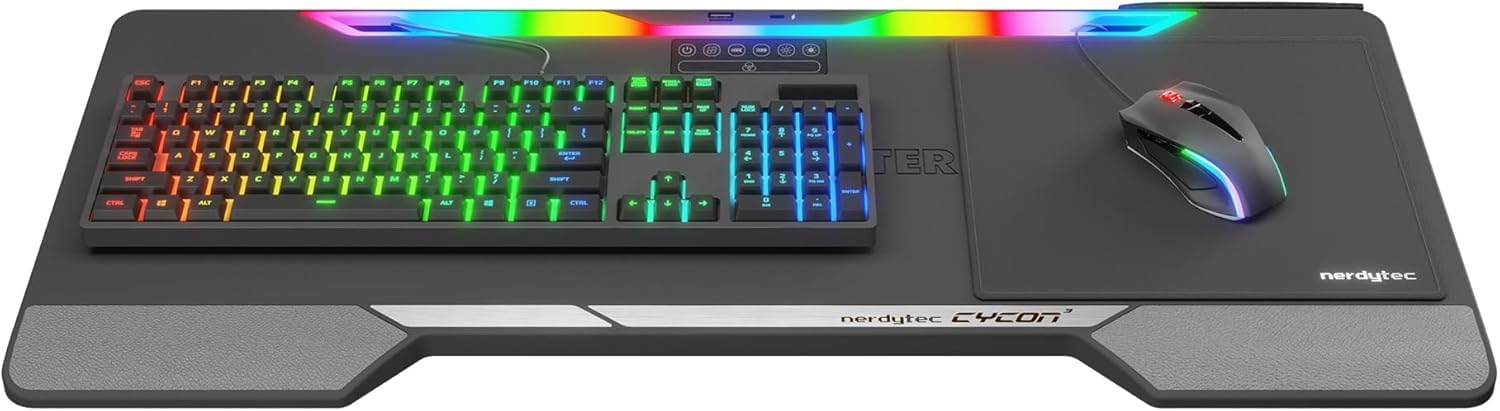 Couchmaster CYCON³ Lapboard mit HORIZONLIGHT RGB Bar, ergonomisches Gaming Knietablett für Couch, Sofa und Bett, Laptoptisch mit USB Hub für PC, PS4/5, Xbox One/Series X und Laptops