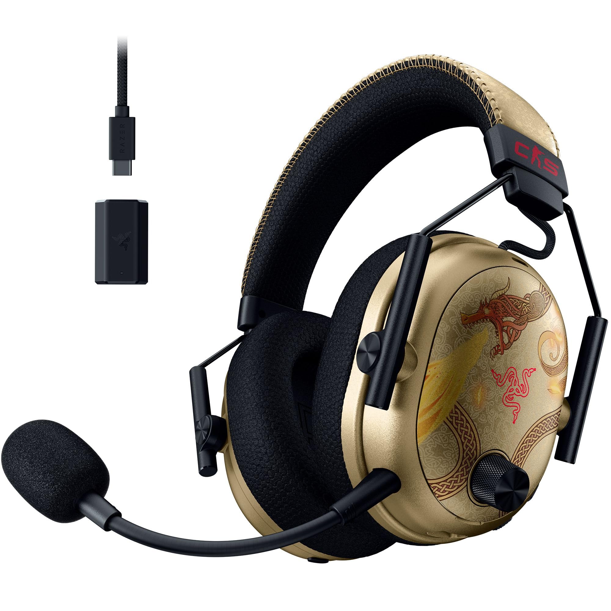 Razer BlackShark V3 Pro CS2 - Kabelloses E-Sport-Headset mit Geräuschunterdrückung - 50mm Audio Treiber - Abnehmbares Mikrofon - HyperSpeed 2,4 GHz & Bluetooth - FPS-Profile - PC/Mac | Dragon Lore