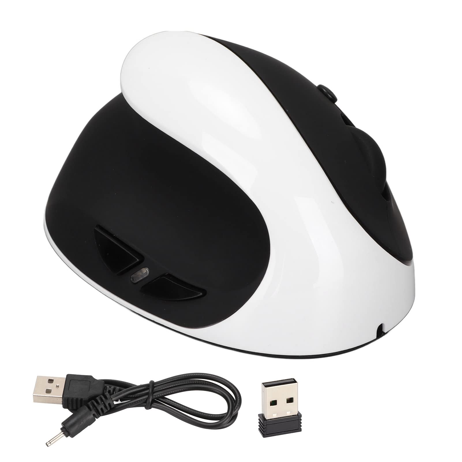 KIMISS Linkshändige Ergonomische Maus 2,4 G Drahtlose Vertikale Maus mit USB -Adapter - Wiederaufladbare PC, DPI Linkshändige Benutzer (Schwarz und weiß)