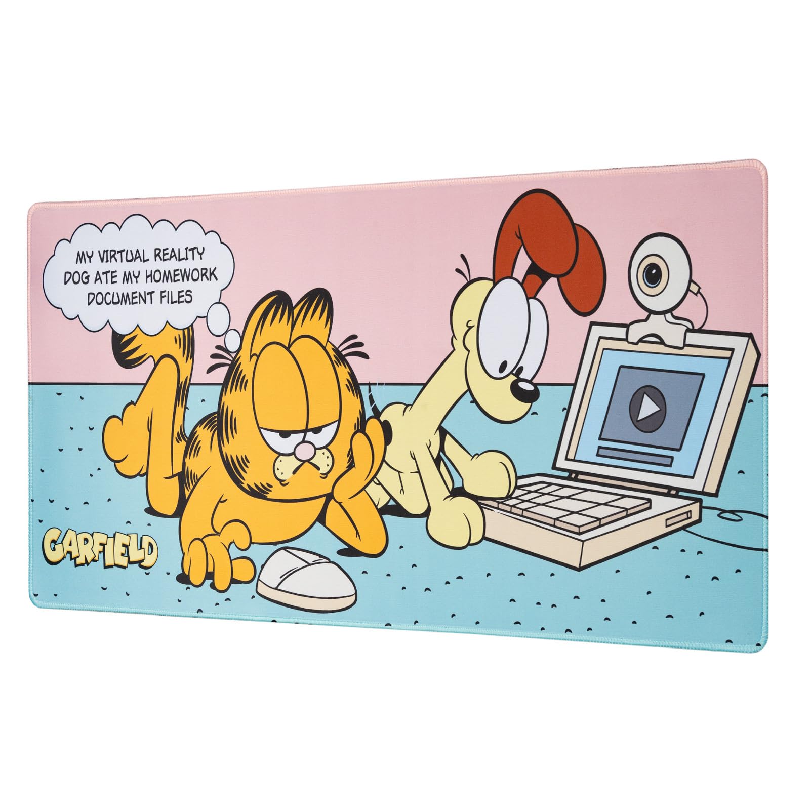 Grupo Erik Gaming Mauspad XXL Garfield Mousepad Groß - Gaming Mousepad XXL - Mauspad Gaming - rutschfeste Unterseite, Wasserabweisend und verstärkte Kanten - Geschenke Fanartikel
