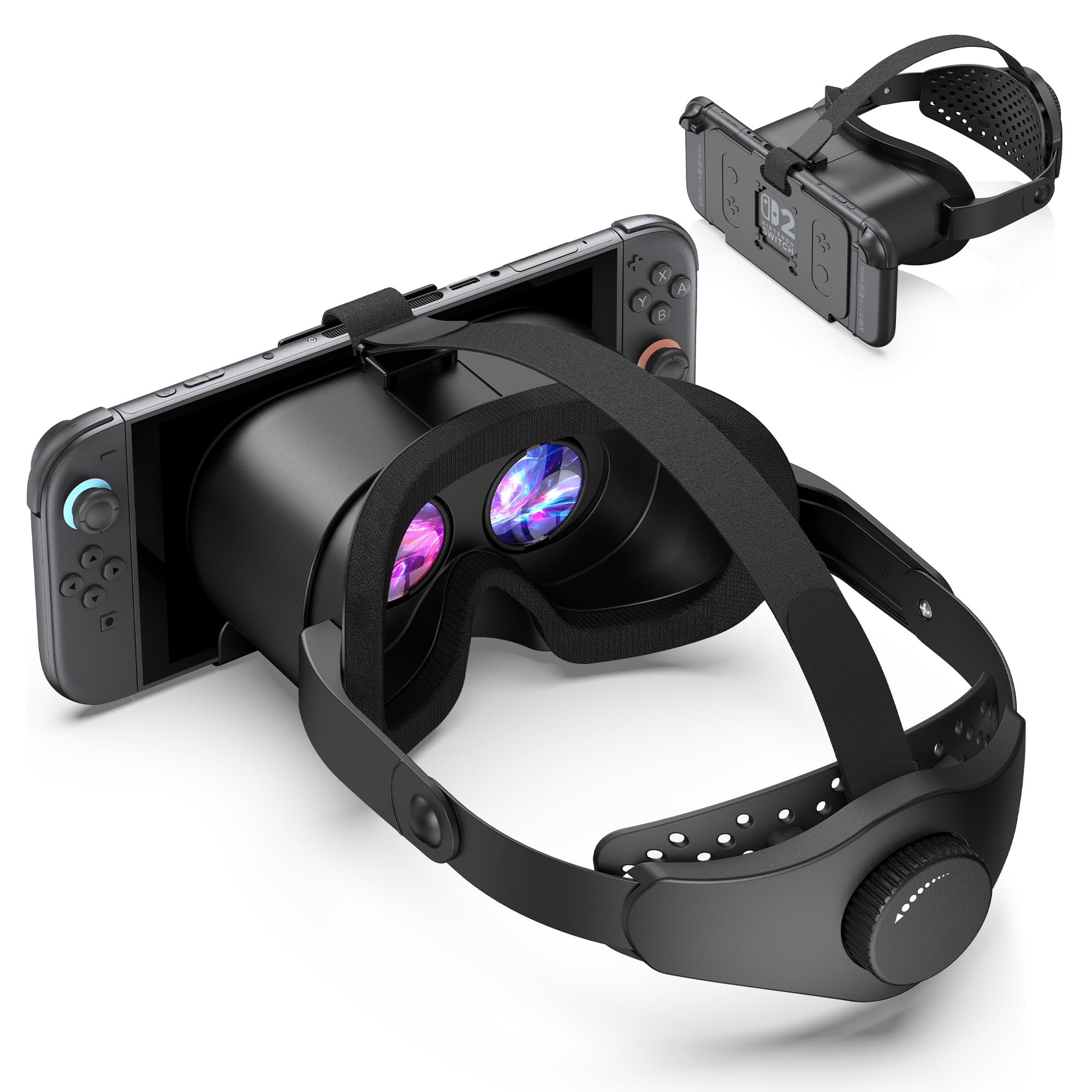 Verbessertes VR-Headset für Nintendo Switch 2, Switch 2 Virtual Reality VR-Brille mit verstellbaren HD-Linsen und komfortablem Kopfband, Virtual Boy 3D-Brille für Switch 2 Zubehör (Schwarz)