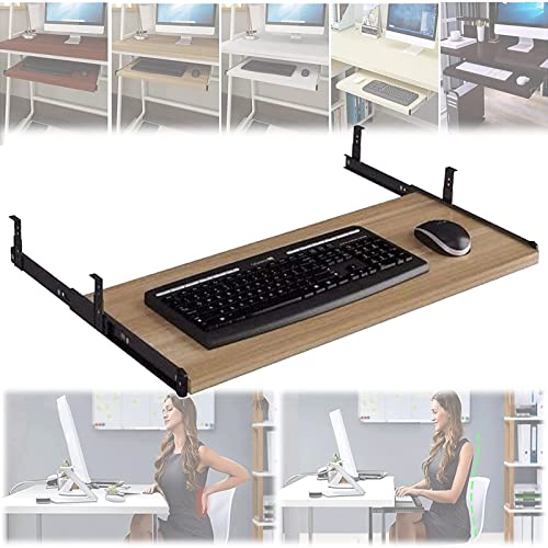 Höhenverstellbare Holz-Tastaturablage unter dem Schreibtisch mit Ablageflächen für Maus und Tastatur, ergonomische Schreibtischverlängerung für Home Office & Gaming