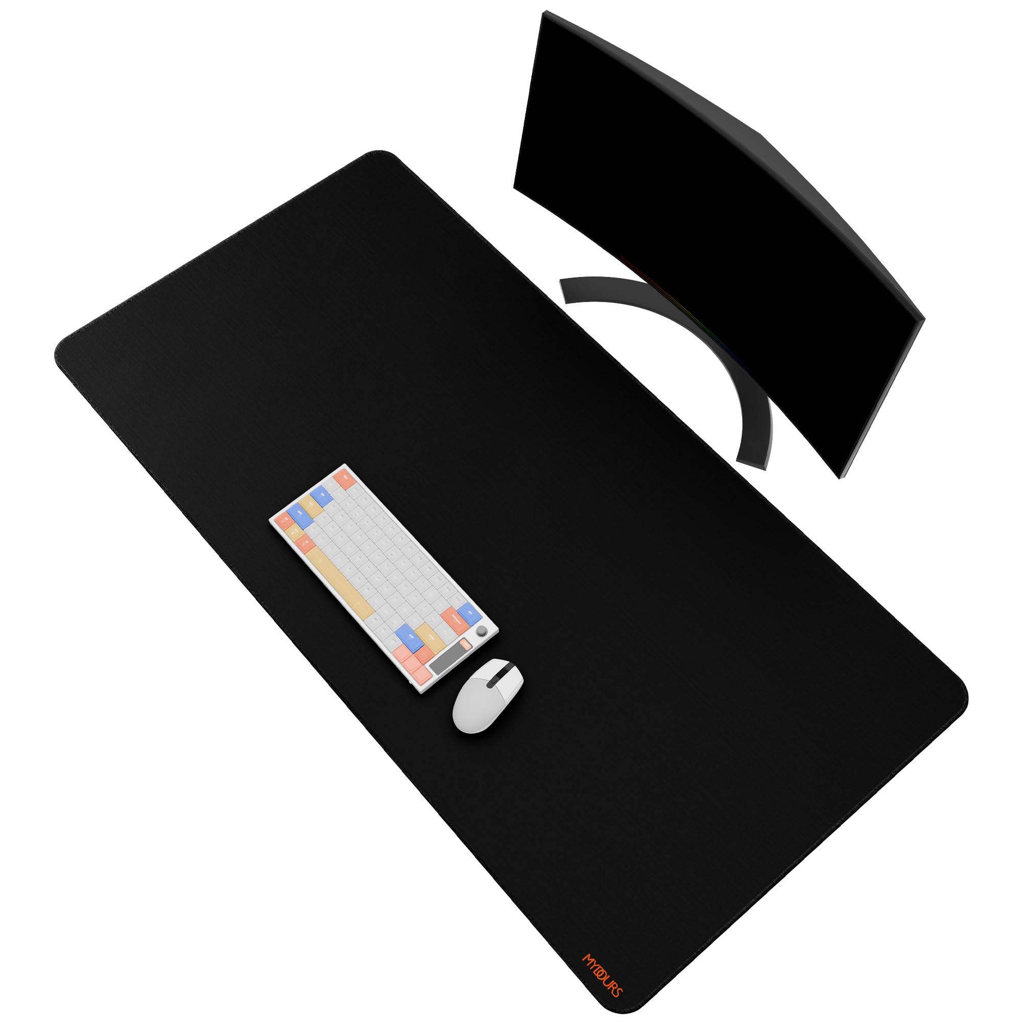 Mydours XXL Übergröße Mauspad 1200x600mm, Gaming Mousepad Groß mit Rutschfester Gummibasis, verbessert Präzision und Geschwindigkeit Schreibtischunterlage für Maus&Tastatur, Genähten Kanten, Schwarz