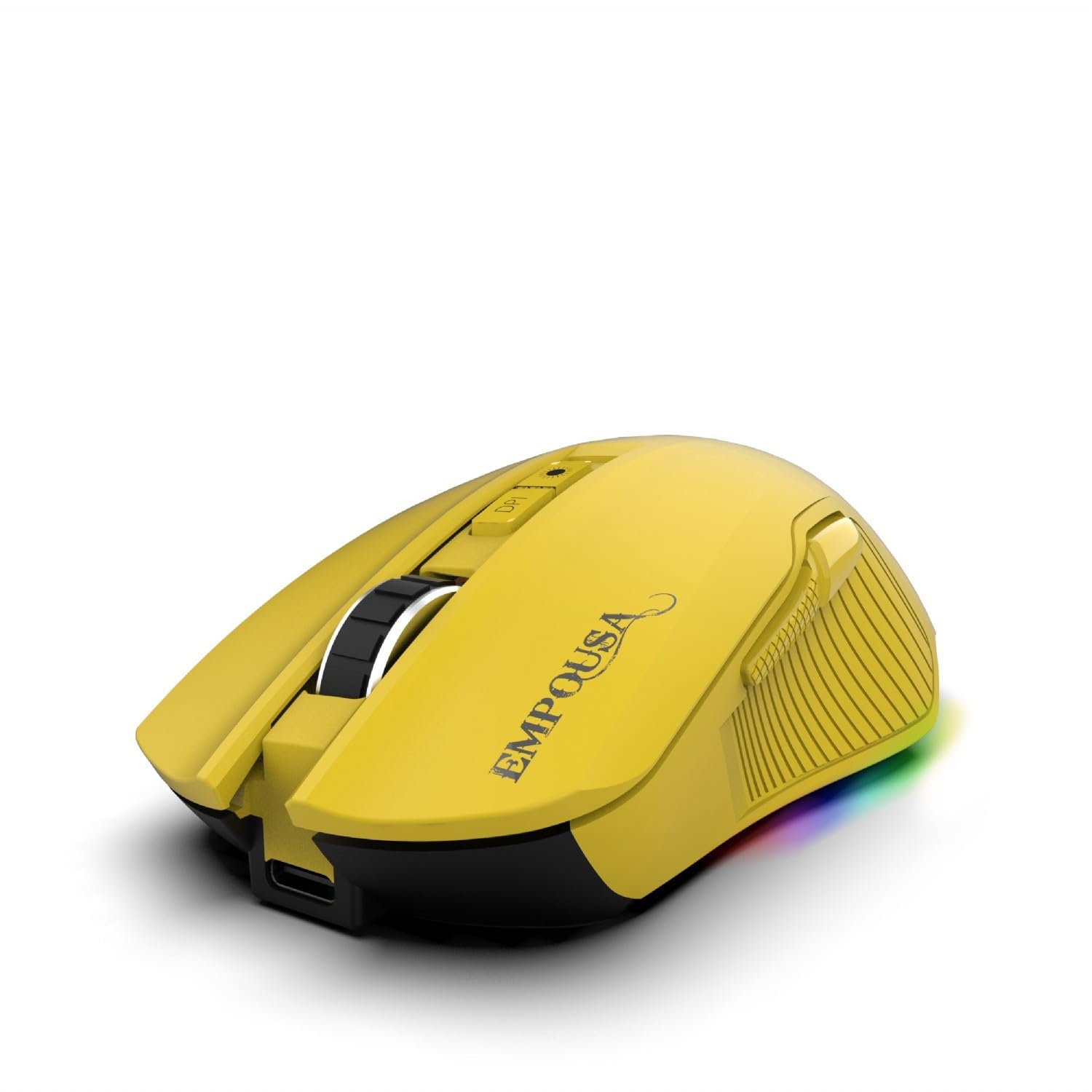 İnca IMG-328MX kabellose Gaming Maus – Leichtgewicht 89 g, 7200 DPI Sensor, Multi-Verbindung (2,4G/BT1/BT2), Energiespar-Ruhemodus, RGB Gaming mause, 7 programmierbare Tasten - Gelb
