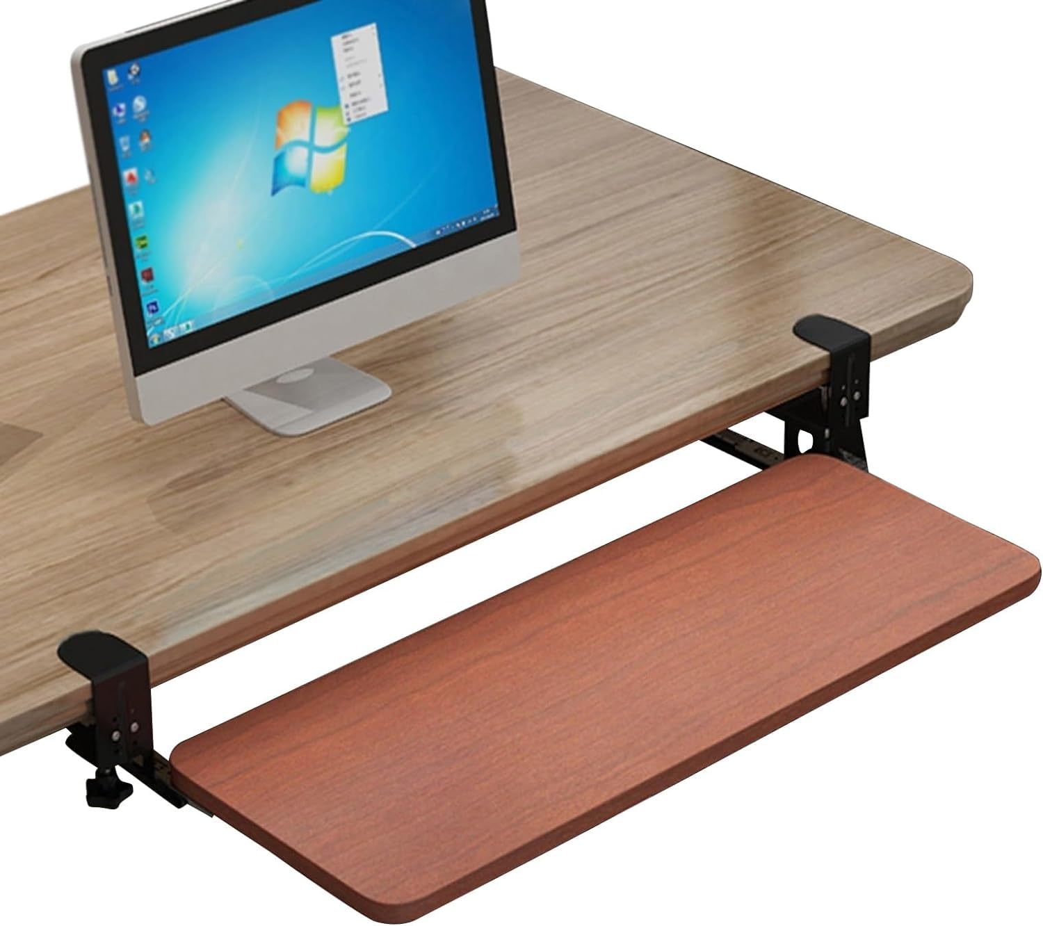 Verstellbare, ergonomische Tastaturablage unter dem Schreibtisch – ausziehbarer Ständer aus Holz, 52/65/75 cm, 4 Farben, leichtgängige Maus-Plattform, platzsparend, für Heimbüro und Gaming-Setup