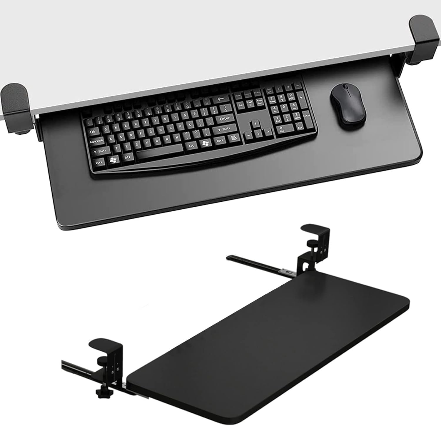 Extra breite, verstellbare Untertisch-Tastaturablage, ergonomische Tastatur- und Maus-Plattform, platzsparendes Design (520/650/750 x 250 mm) für Home Office & Gaming.