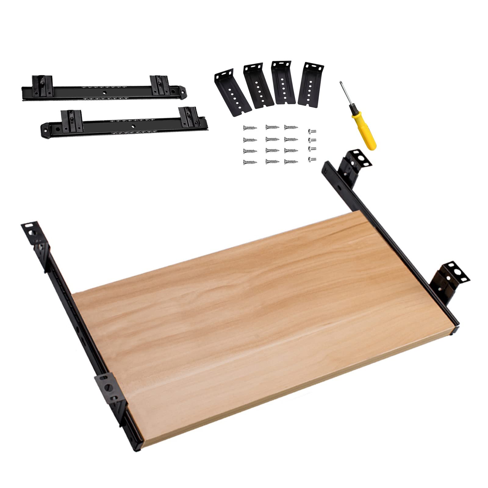 Verstellbare Walnuss-Untertisch-Tastaturablage und Maus-Plattform – 60 cm x 27 cm, ergonomische, platzsparende Erweiterung für Heimbüro und Gaming, steigert Komfort und Produktivität