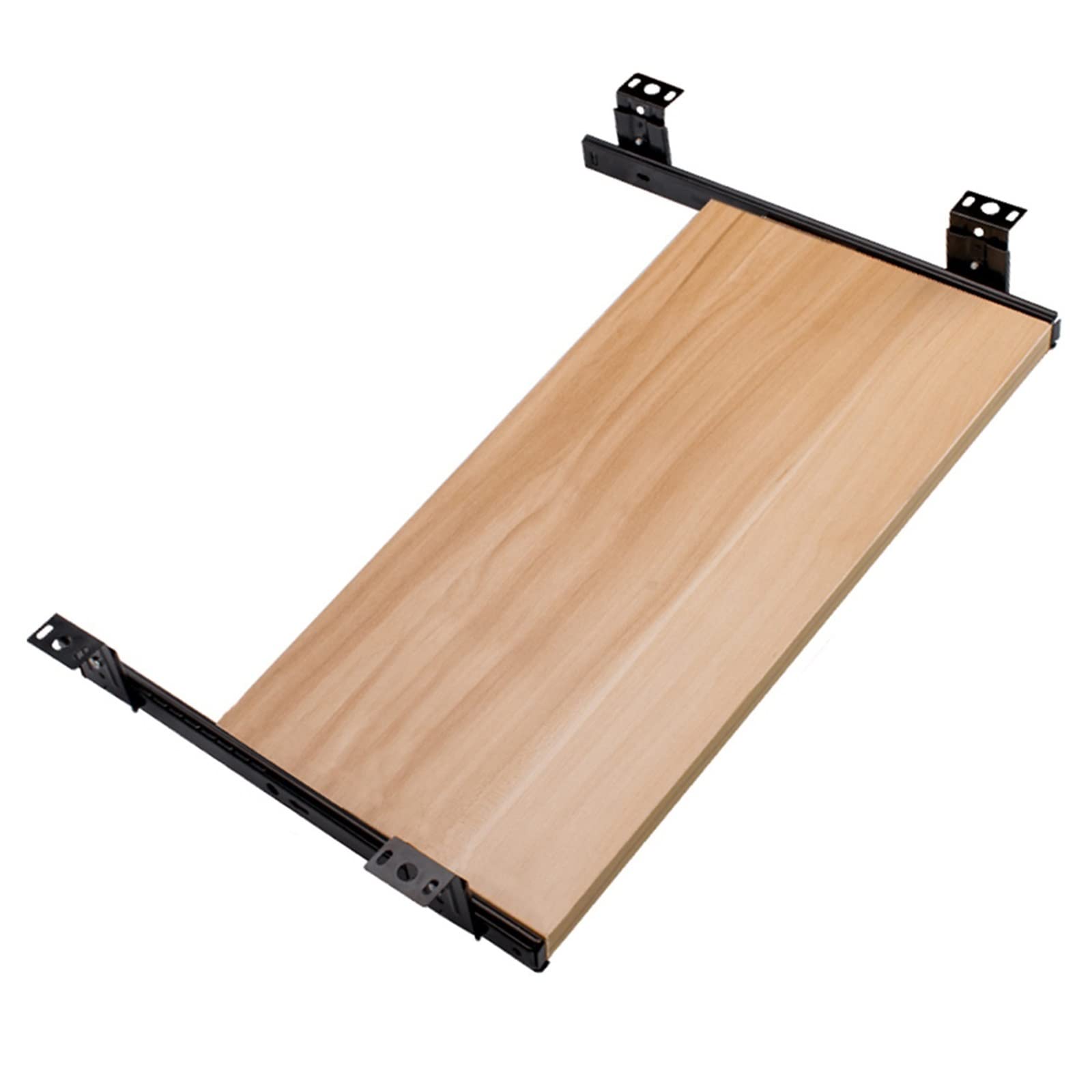 Verstellbare Holz-Tastaturablage mit Gleitschienen, 70 cm x 27 cm, Teak-Finish, ausziehbarer Schreibtisch-Organizer für Tastatur und Maus, perfekt für Heimbüro und Gaming-Station