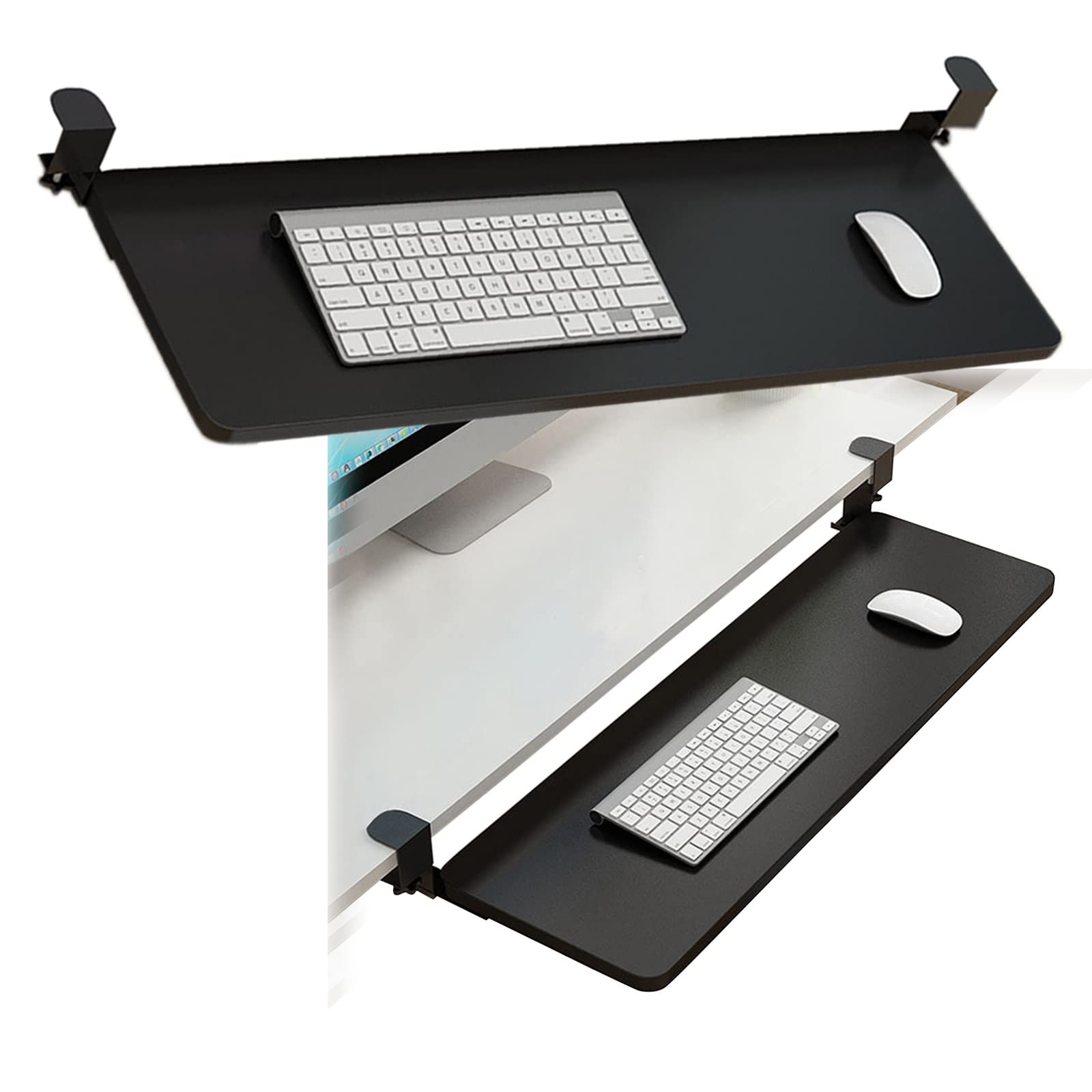 Verstellbare Untertisch-Tastaturablage – ergonomische Tastatur-Plattform für Maus und Pads, unterstützt 24 kg, erweiterbar 52–75 cm x 25 cm, perfekt für Heimbüro und Gaming-Arbeitsplätze