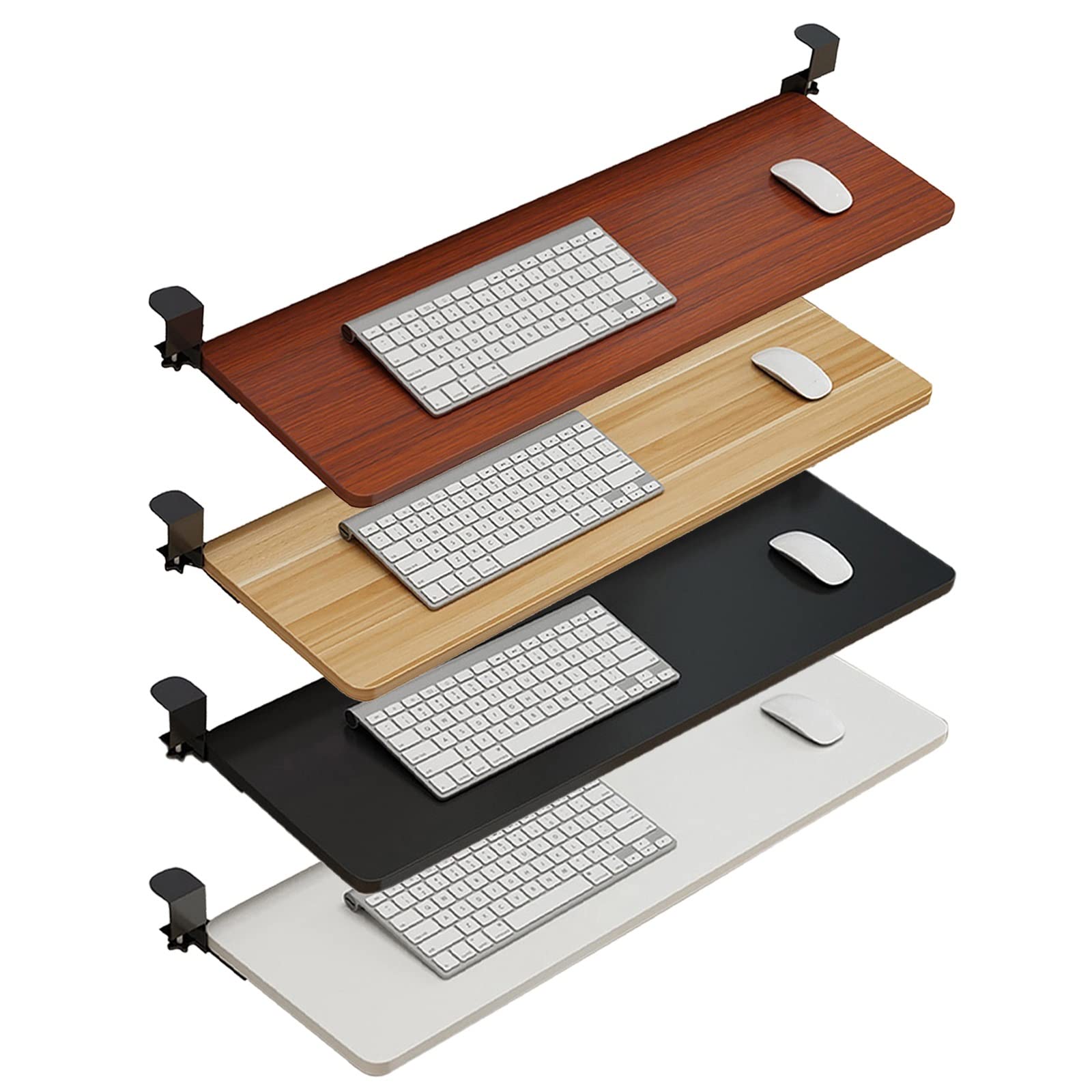 Verstellbare Tastaturablage aus Holz mit ausziehbarer Schublade, erweiterbare Ablage unter dem Schreibtisch für Tastatur und Maus, perfekter Organizer für Heimbüro und Gaming-Arbeitsplatz