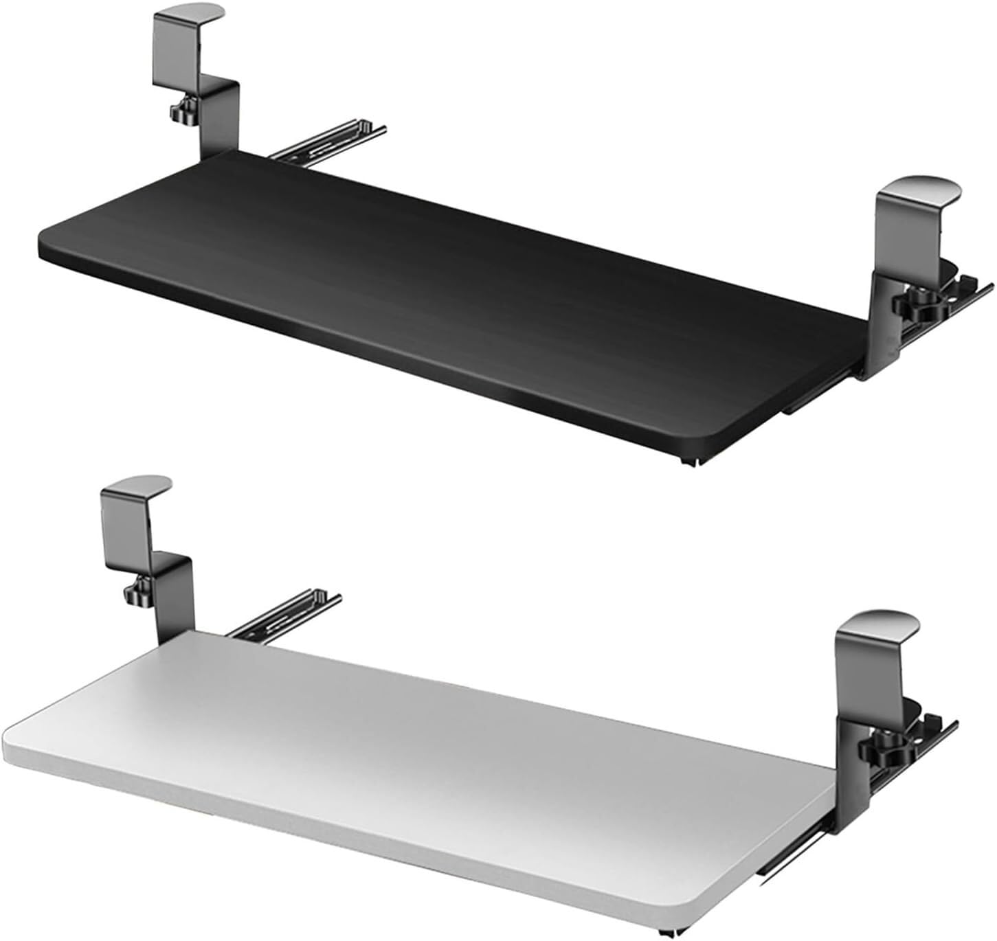 Ergonomischer, verstellbarer Untertisch-Tastatur- und Maus-Halter, Klemmschublade für Heimbüro und Gaming, platzsparendes Design, passend für 520/650/750 mm, stilvolles schwarz-weißes Finish