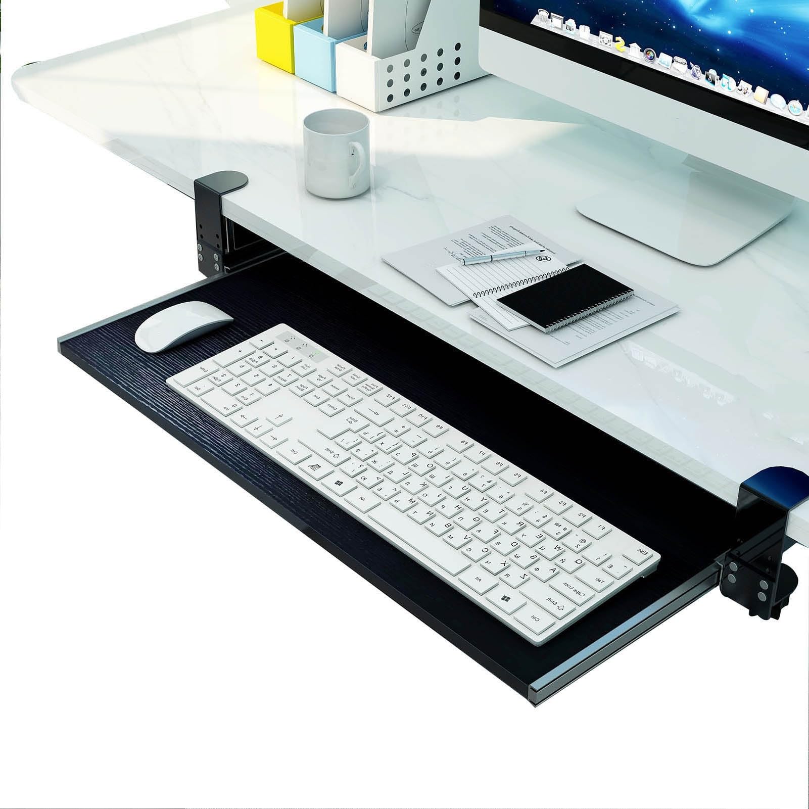 Ergonomische, verstellbare Ablage für Tastatur und Maus, zum Klemmen, für Komfort und Organisation am Arbeitsplatz, für Heimbüro und Gaming-Setup